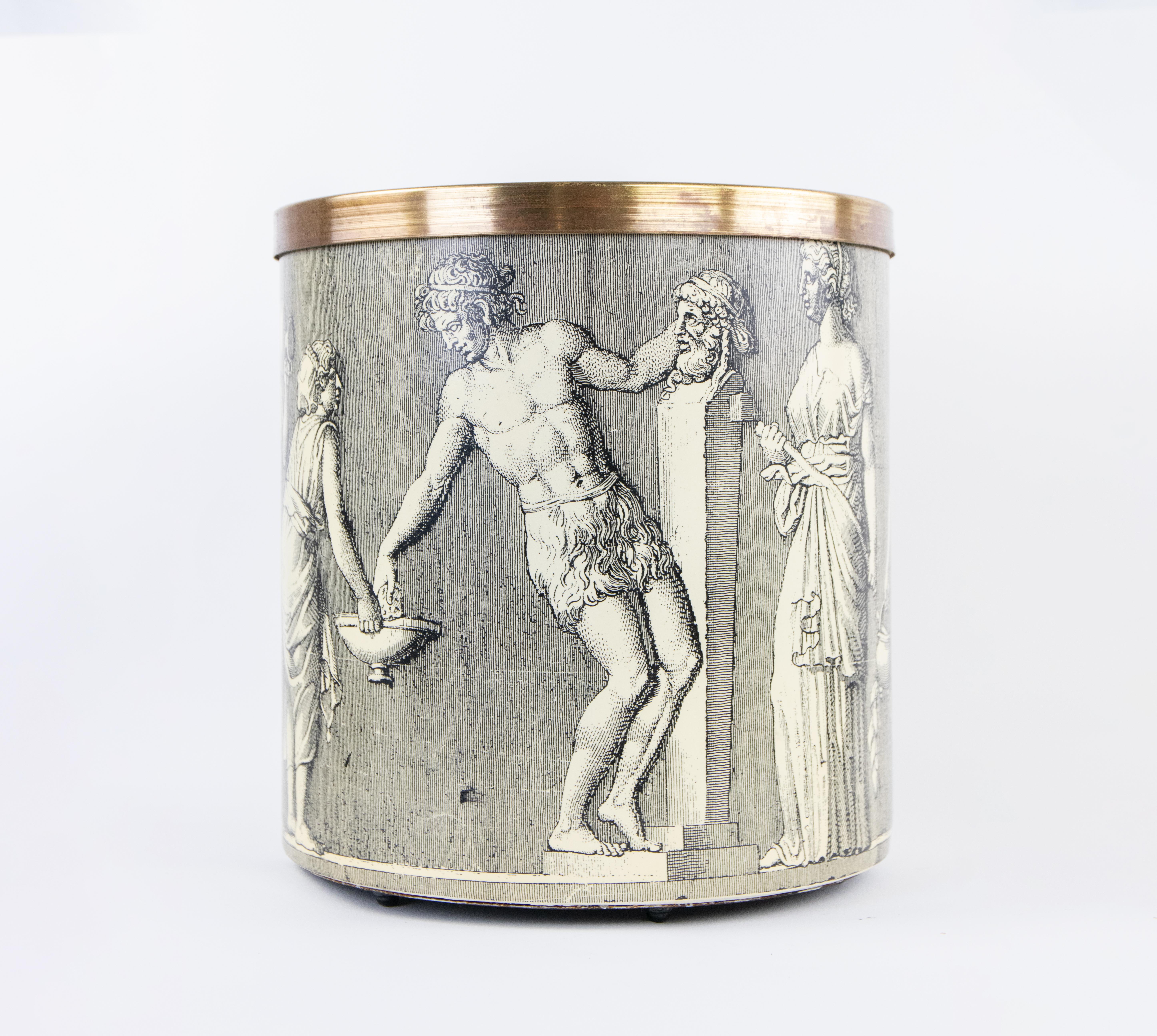 French Vintage Waste Paper Basket by Piero Fornasetti, 1950s