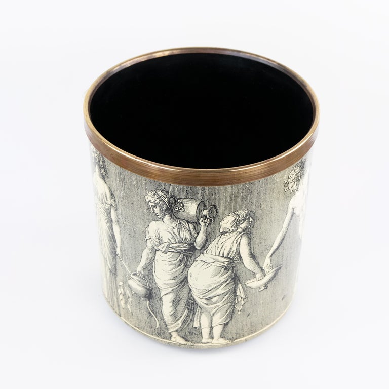 Vintage Waste Paper Basket by Piero Fornasetti, 1950s For Sale at 1stDibs