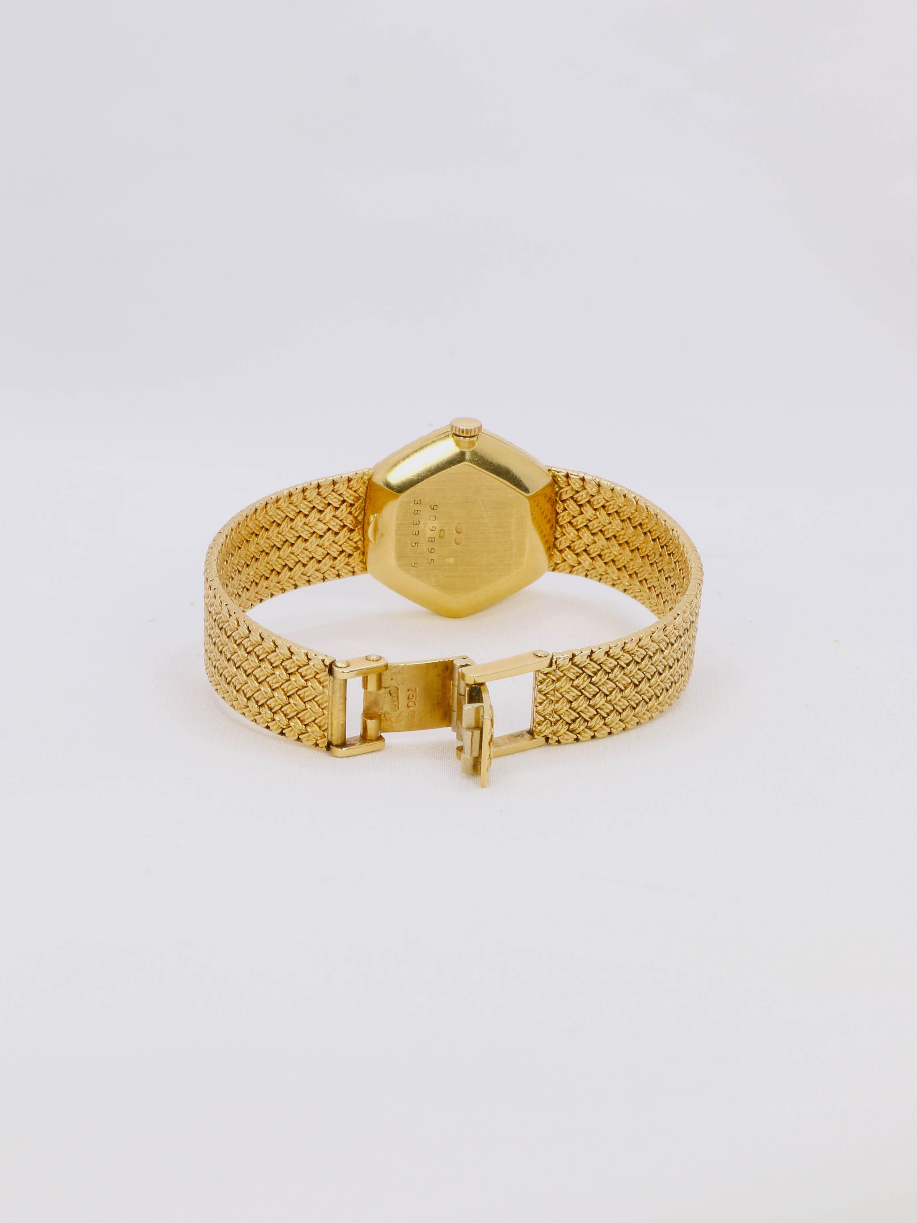 Vintage-Uhr BAUME & MERCIER Gelbgold geflochtenes Netz im Angebot 3