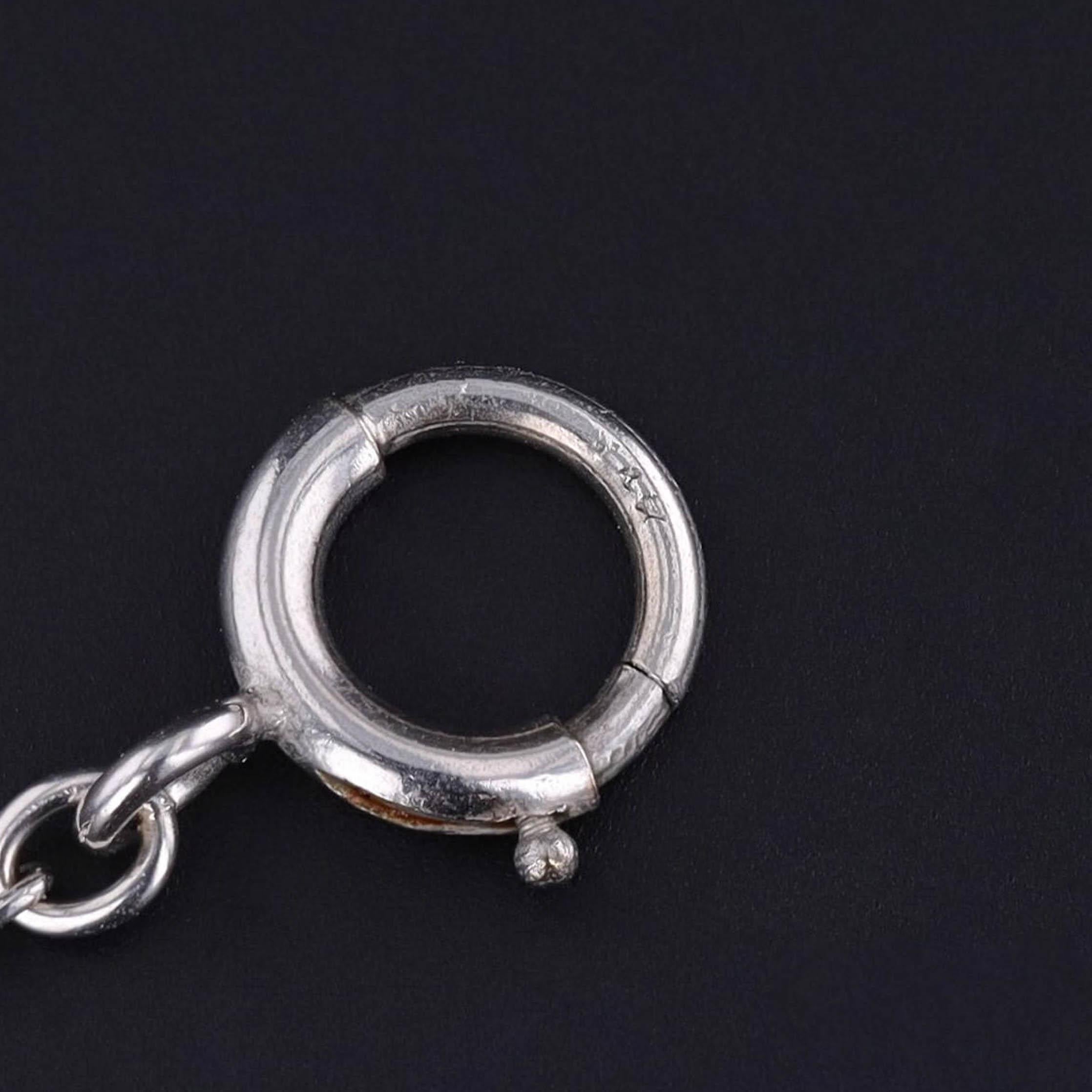 Women's Vintage Watch Chain Necklace of 14k White Gold For Sale