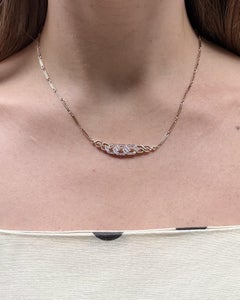 Collier vintage en or jaune 18 carats avec diamants, style chaîne de montre