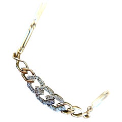 Collier vintage en or jaune 18 carats avec diamants, style chaîne de montre