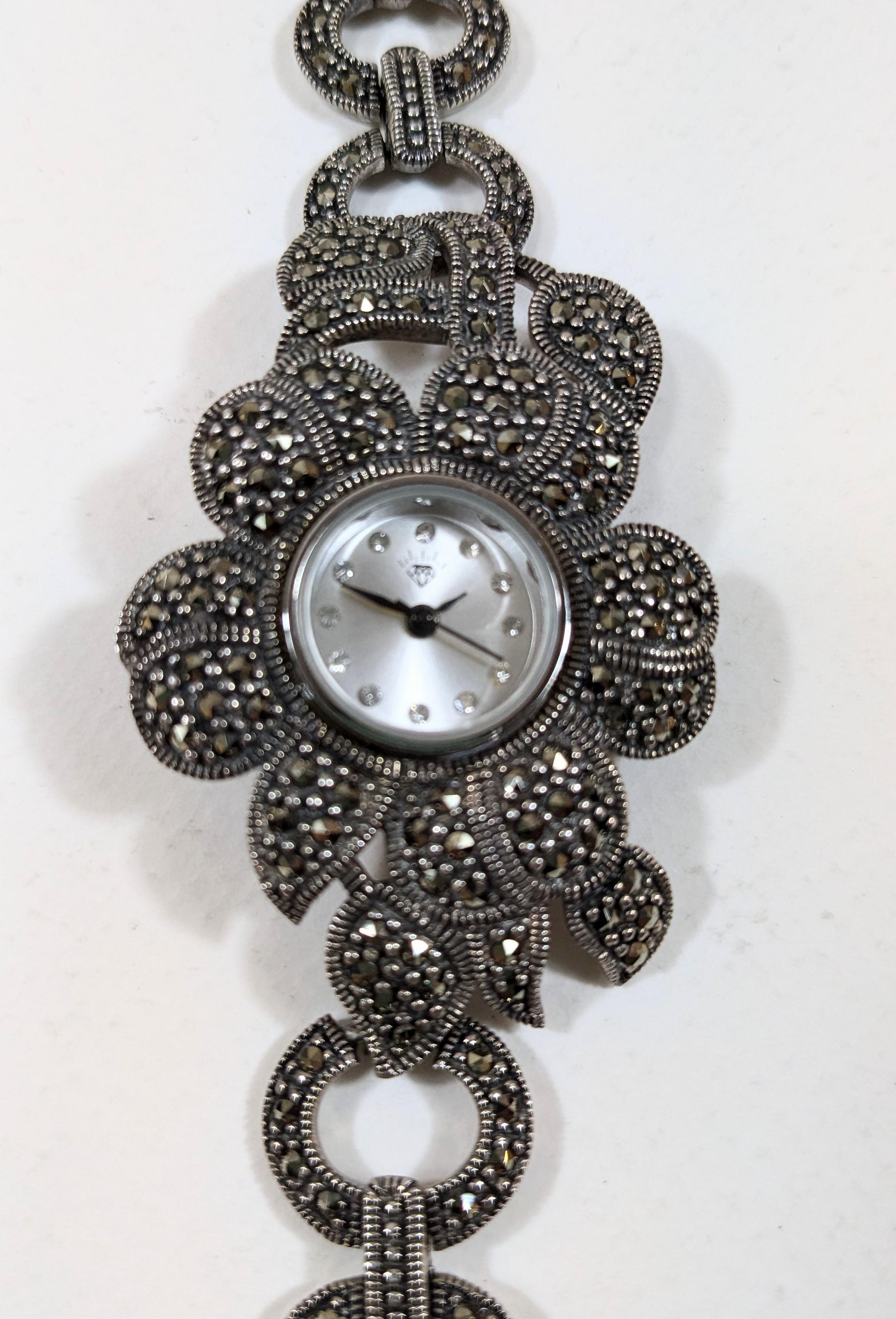 Women's Vintage Watch in 925 Sterling Silver and Zircons For Sale