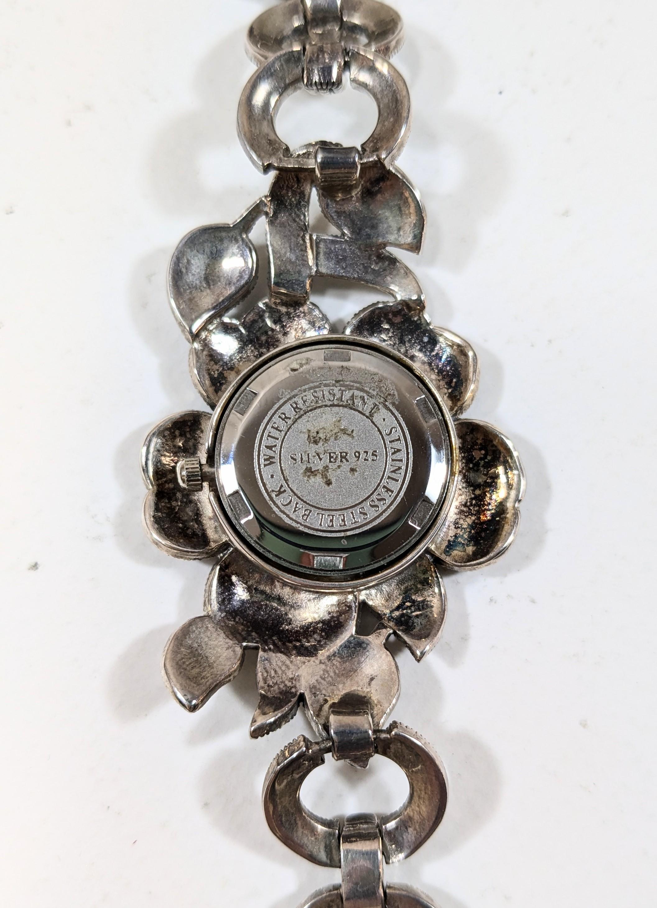 Vintage Watch in 925 Sterling Silver and Zircons For Sale 4