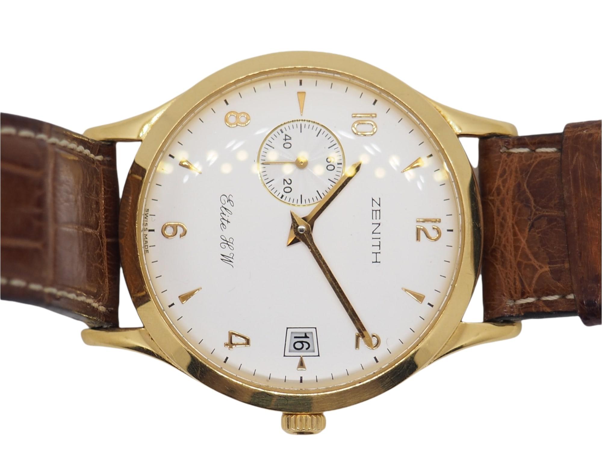 Montre-bracelet Zenith Elite HW vintage en or jaune massif 18 carats pour hommes Pour hommes en vente