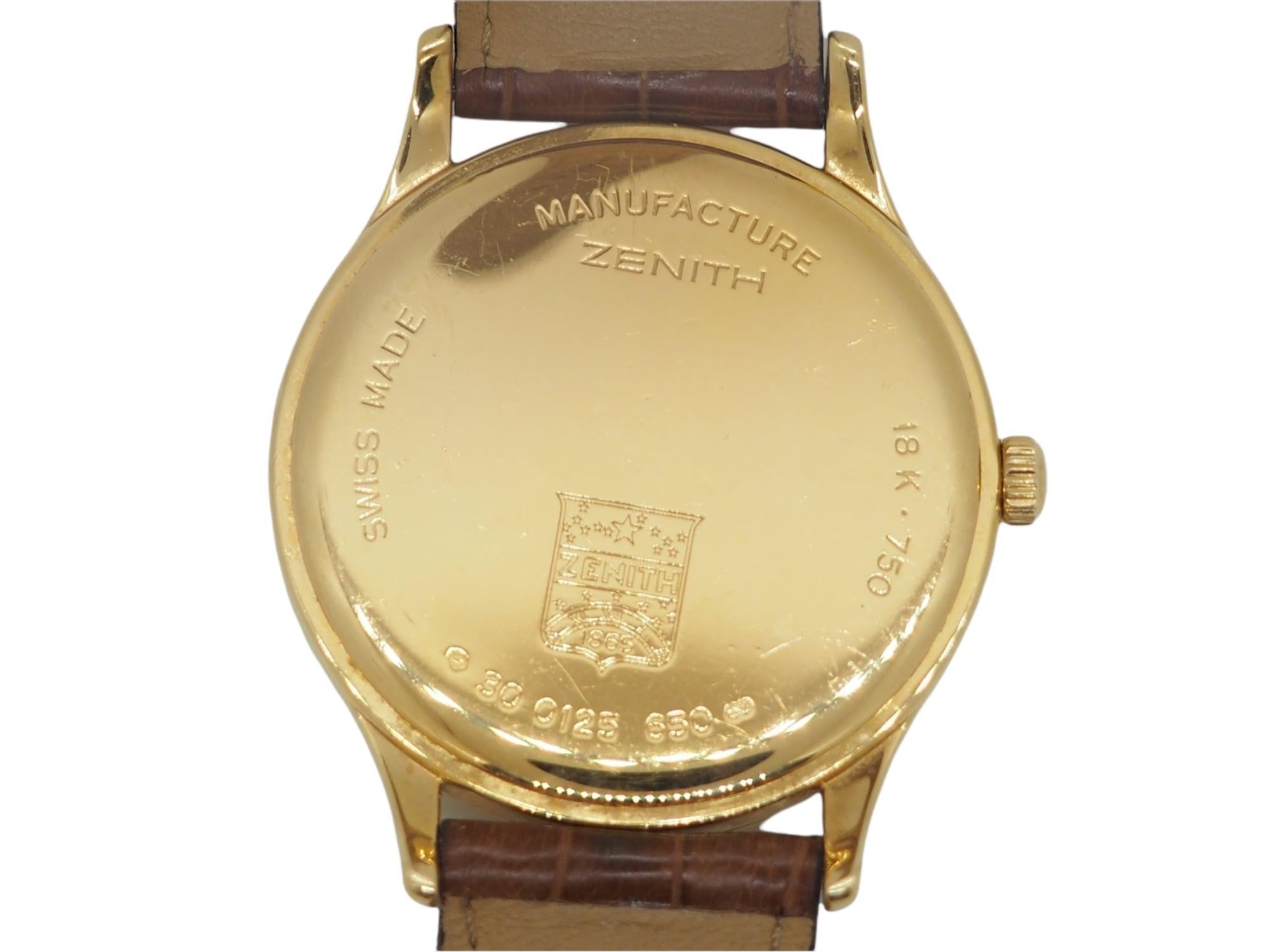 Vintage Watch Zenith Elite HW 18K Solid Yellow Gold Wrist Watch Men In Excellent Condition For Sale In Geneva, CH