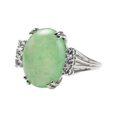 Vintage Water Jade Ring with Diamonds Certified Untreated