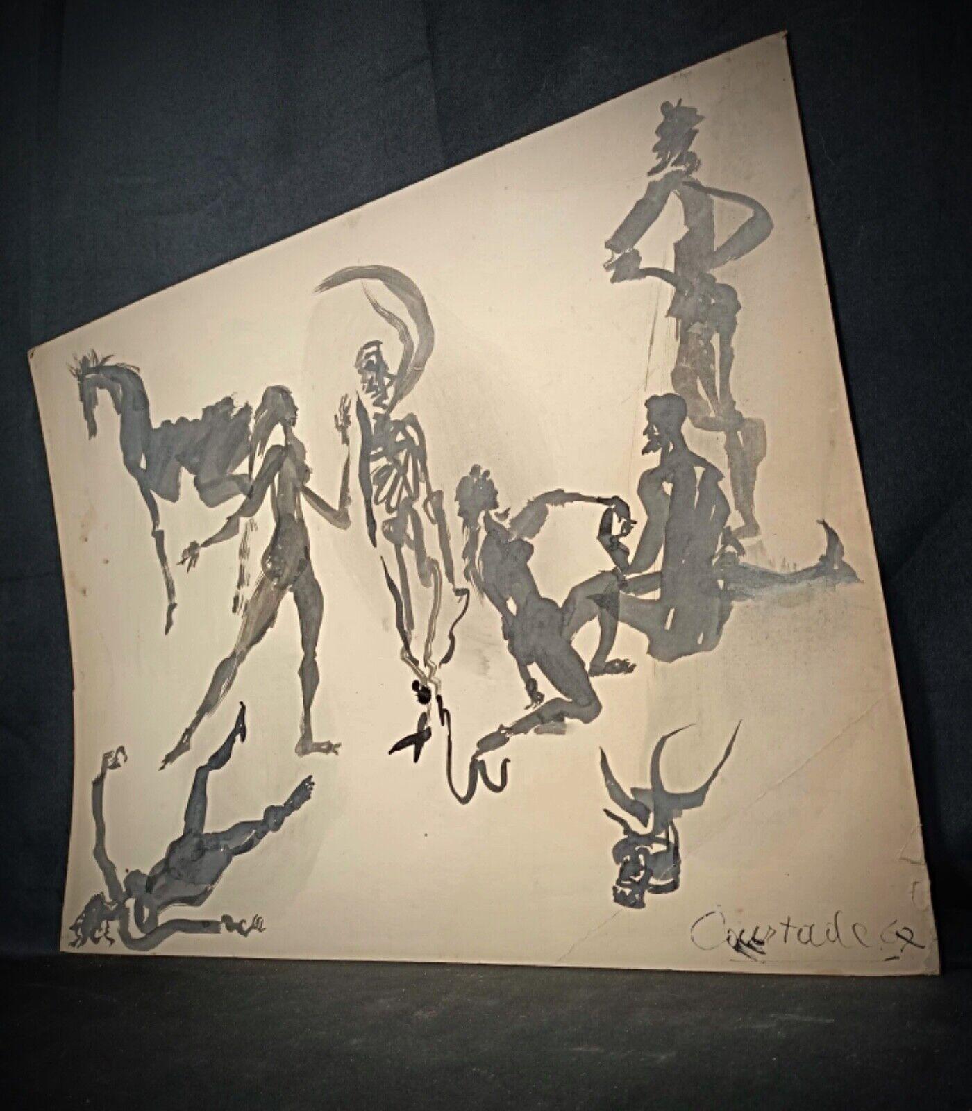 Empire Dessin aquarelle vintage de Jacques Courtade, 