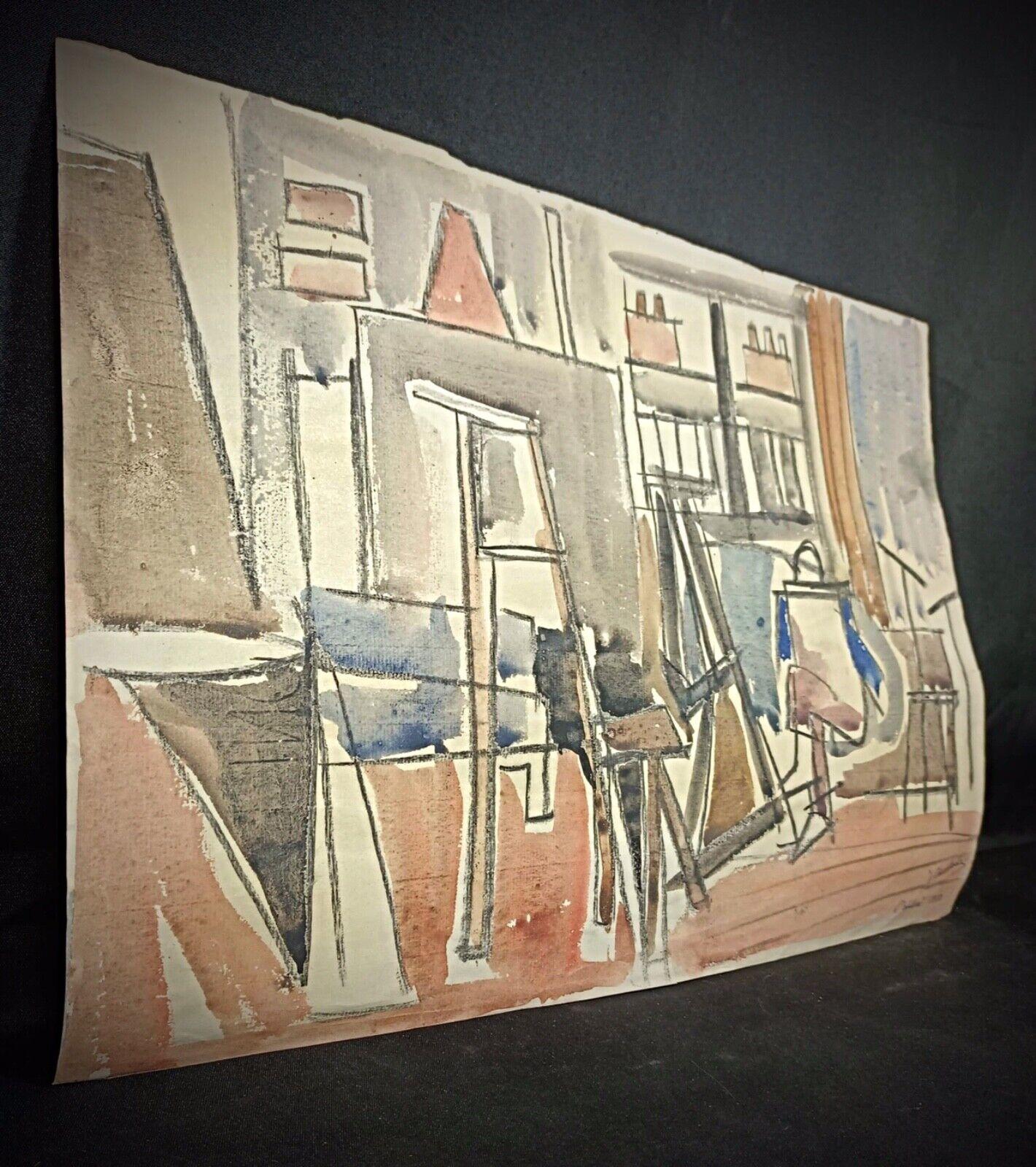 Questo disegno vintage ad acquerello di Jacques Courtade del 1950 è un bellissimo esempio del suo lavoro, firmato e numerato 316. Sul retro è presente il timbro dello studio 