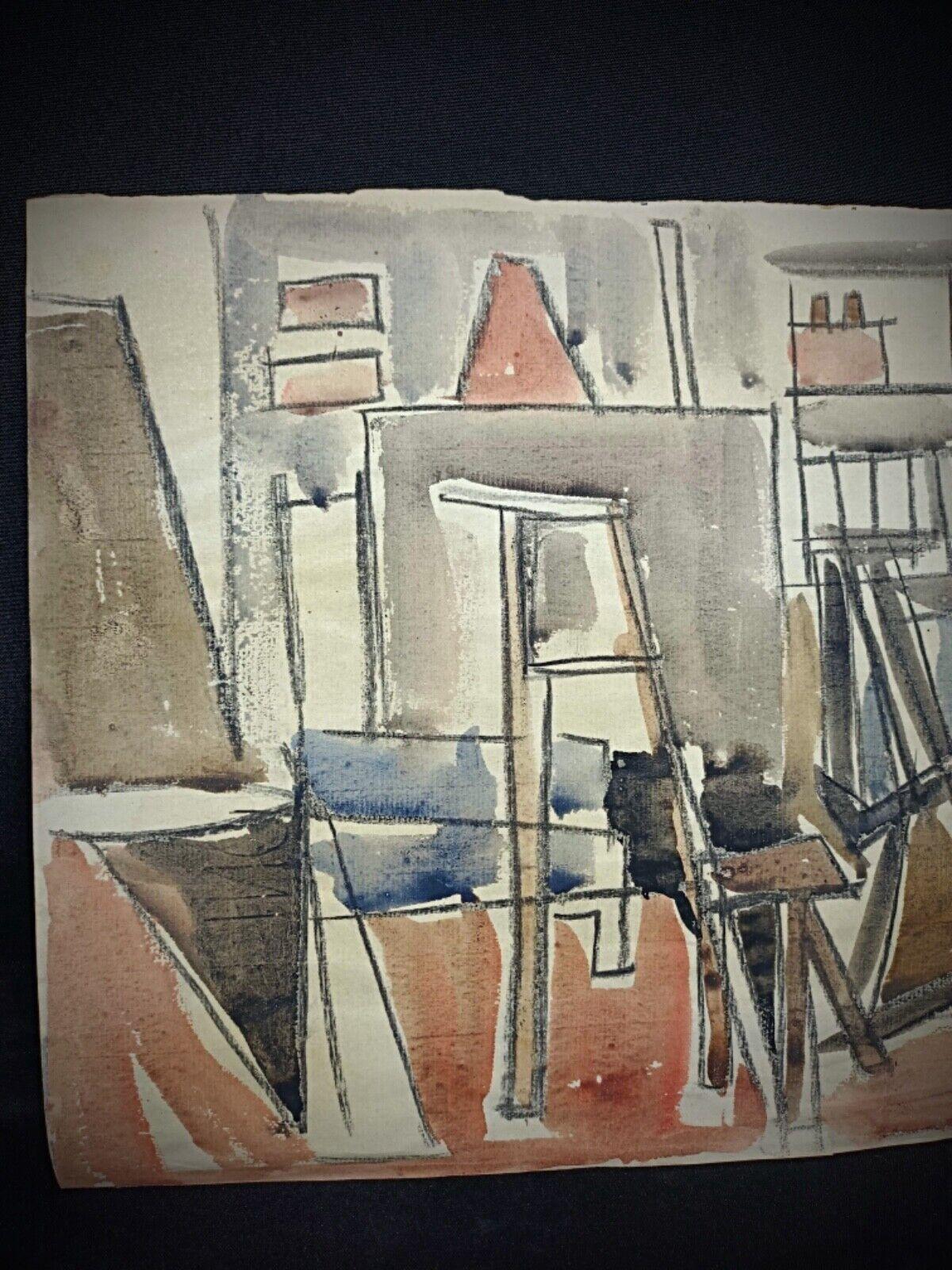 Francese Disegno ad acquerello vintage di Jacques Courtade, firmato e numerato 316 - 2Y159