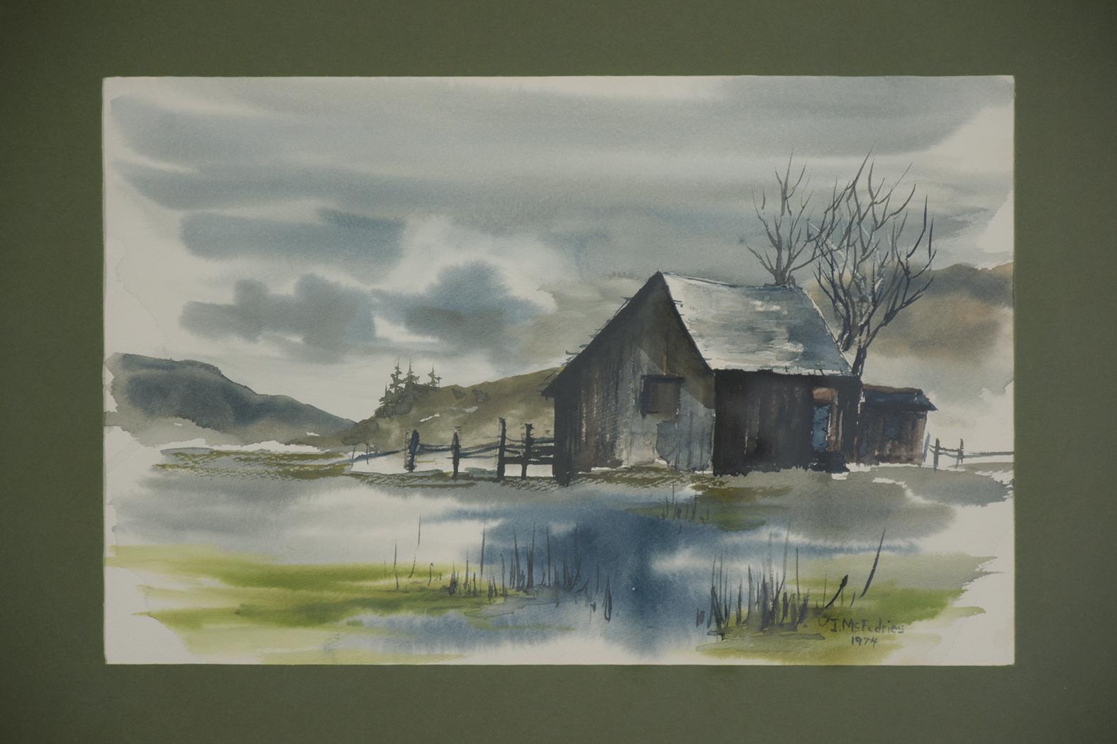 Vintage Watercolor Landscape Painting 1