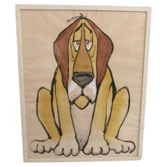 Vintage Watercolor of a Cartoon Dog