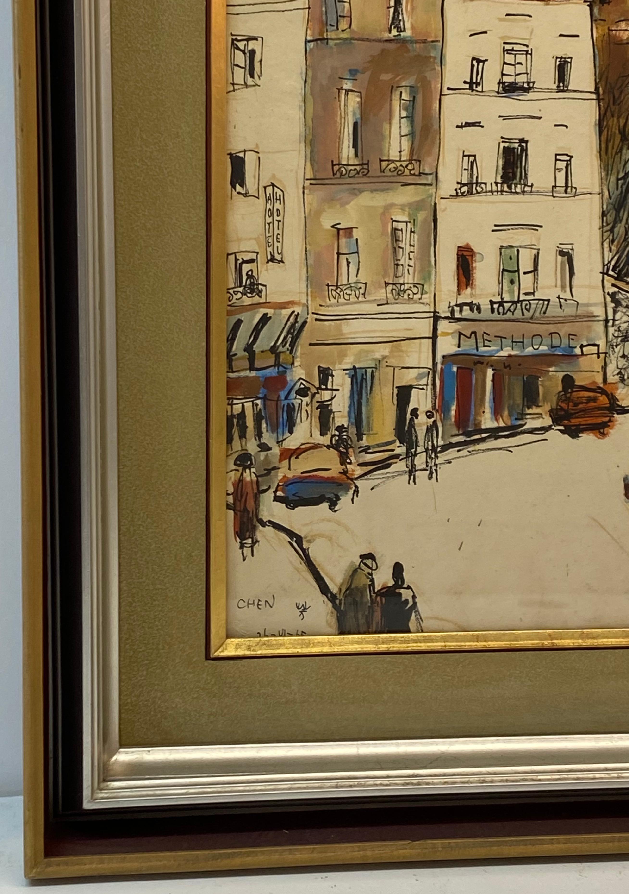French Vintage Watercolor Painting 