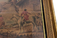 Victorian Watercolor Painting of Hunters on Horses with Dogs, Framed