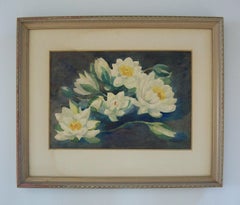 Vintage Watercolor Painting of Water Lilies - Framed - Canada - Mid 20th Century