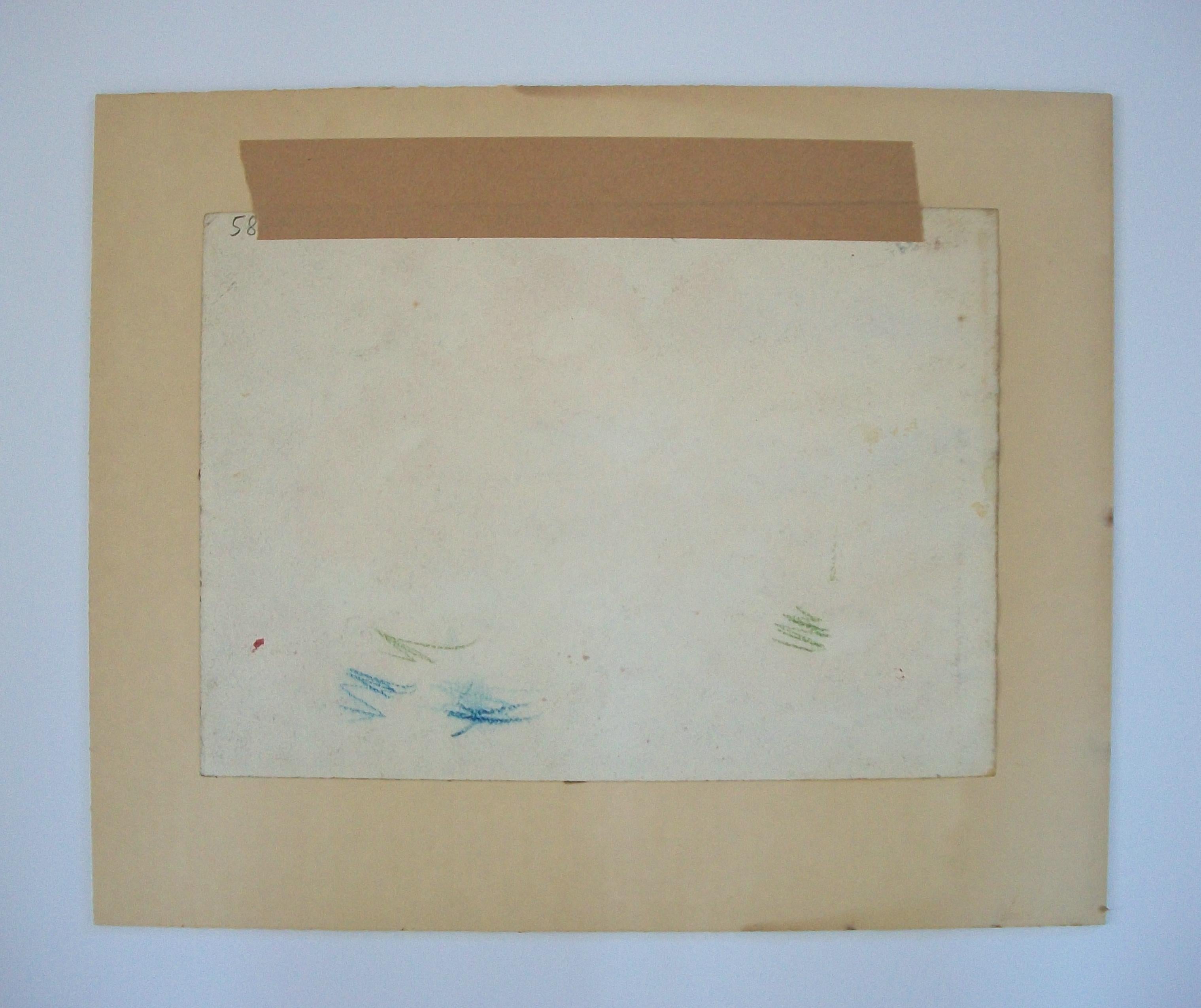 Vintage-Aquarellgemälde von Wasserlilien im Vintage-Stil - gerahmt - Kanada - Mitte des 20. Jahrhunderts im Zustand „Gut“ im Angebot in Chatham, ON