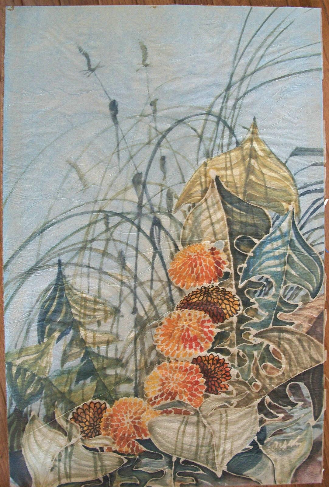 Hand-Painted Vintage Watercolor Painting on Rice Paper - Signed - China - Mid 20th Century For Sale