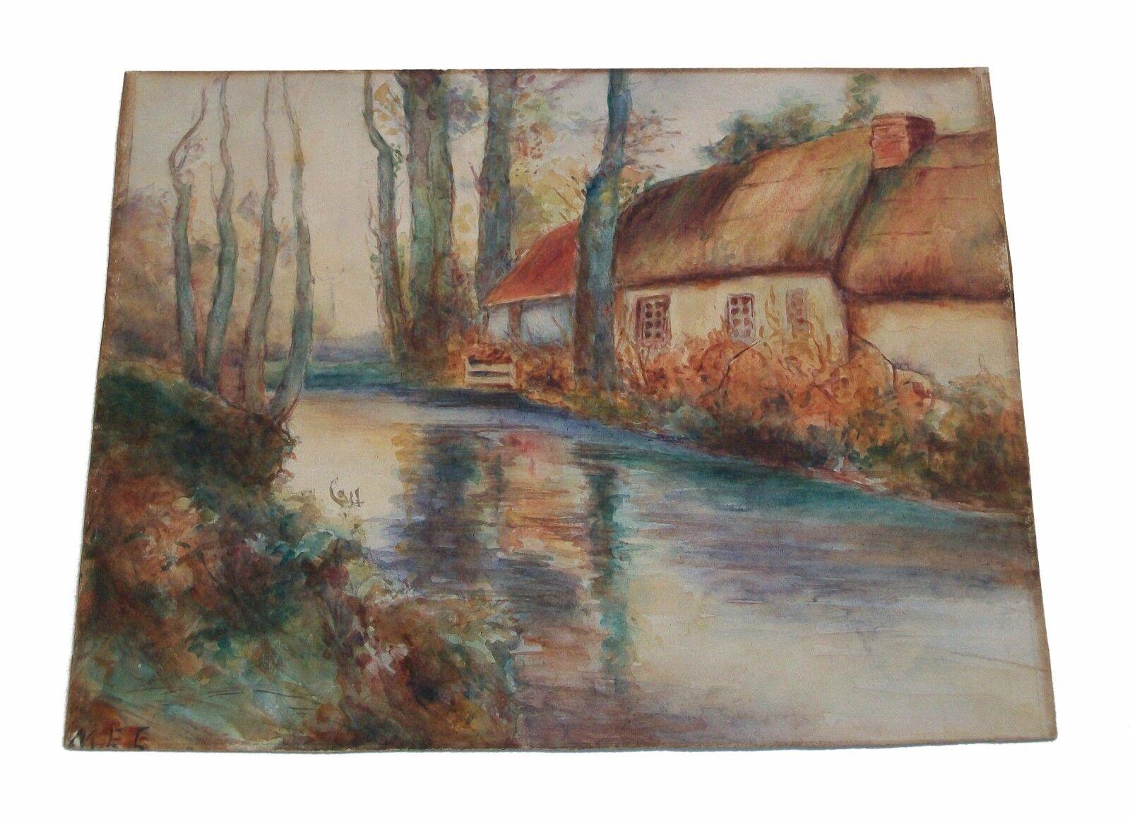 Vintage-Aquarellgemälde im Vintage-Stil, signiert, ungerahmt, Großbritannien, 20. Jahrhundert (Britisch) im Angebot