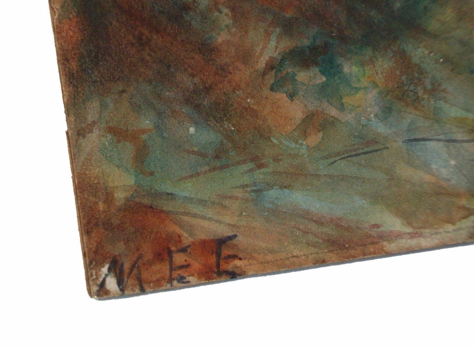 Vintage-Aquarellgemälde im Vintage-Stil, signiert, ungerahmt, Großbritannien, 20. Jahrhundert (Handbemalt) im Angebot
