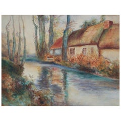 Vintage-Aquarellgemälde im Vintage-Stil, signiert, ungerahmt, Großbritannien, 20. Jahrhundert