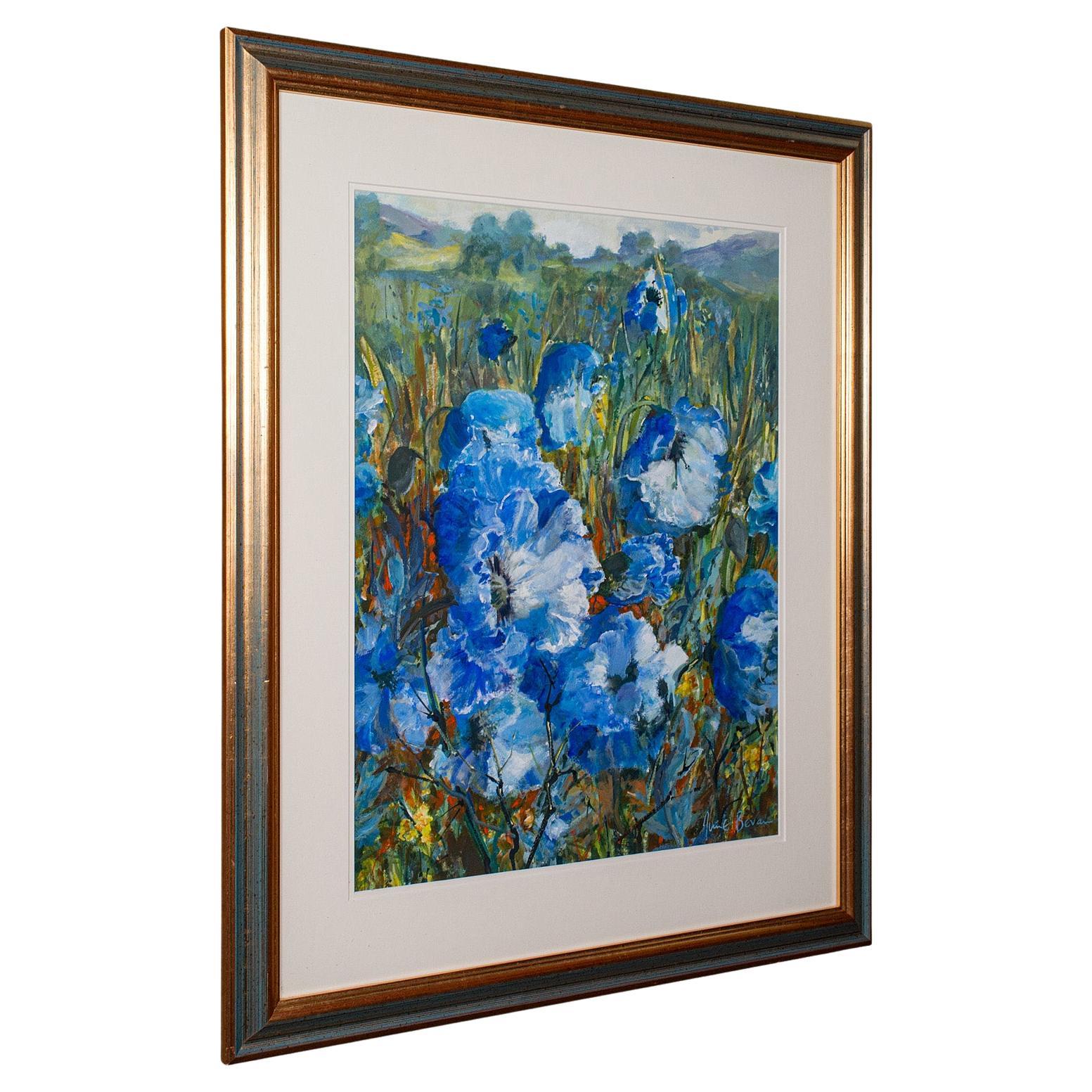 Peinture à l'aquarelle anglaise, art encadré, paysage, signée, vers 1990