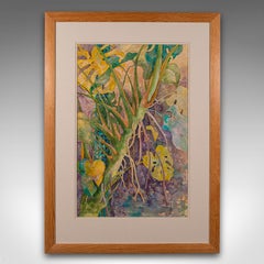 Vintage Watercolour Painting, English, Framed Art, Plant Study, Signed, C.1990