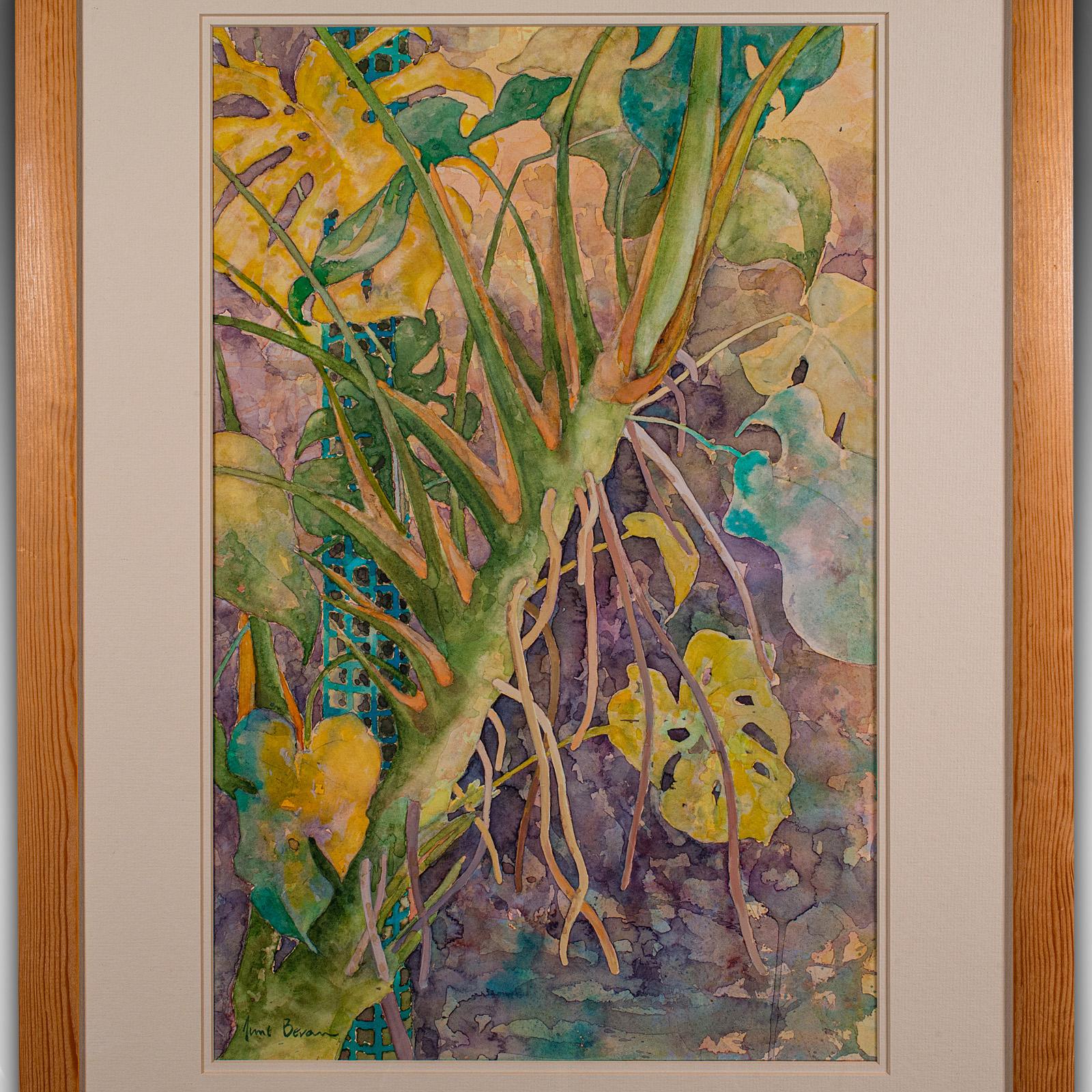 British Vintage Watercolour Painting, English, Framed Art, Plant Study, Signed, C.1990 For Sale