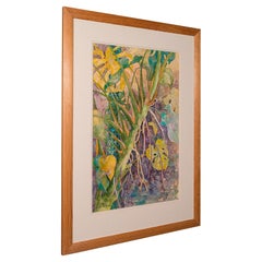 Vintage Watercolour Painting, English, Framed Art, Plant Study, Signed, C.1990