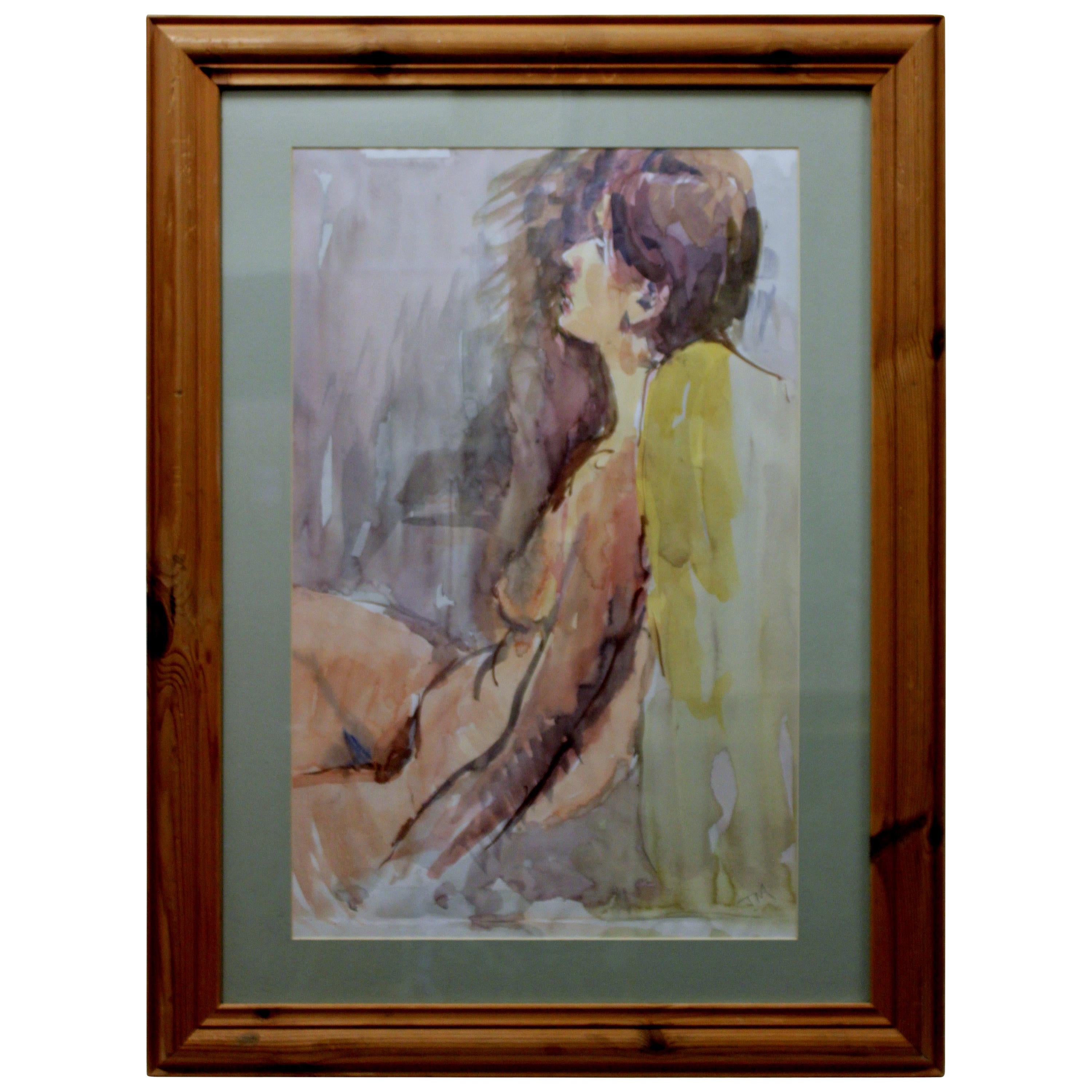 Vintage Watercolour Painting "Nude Woman"