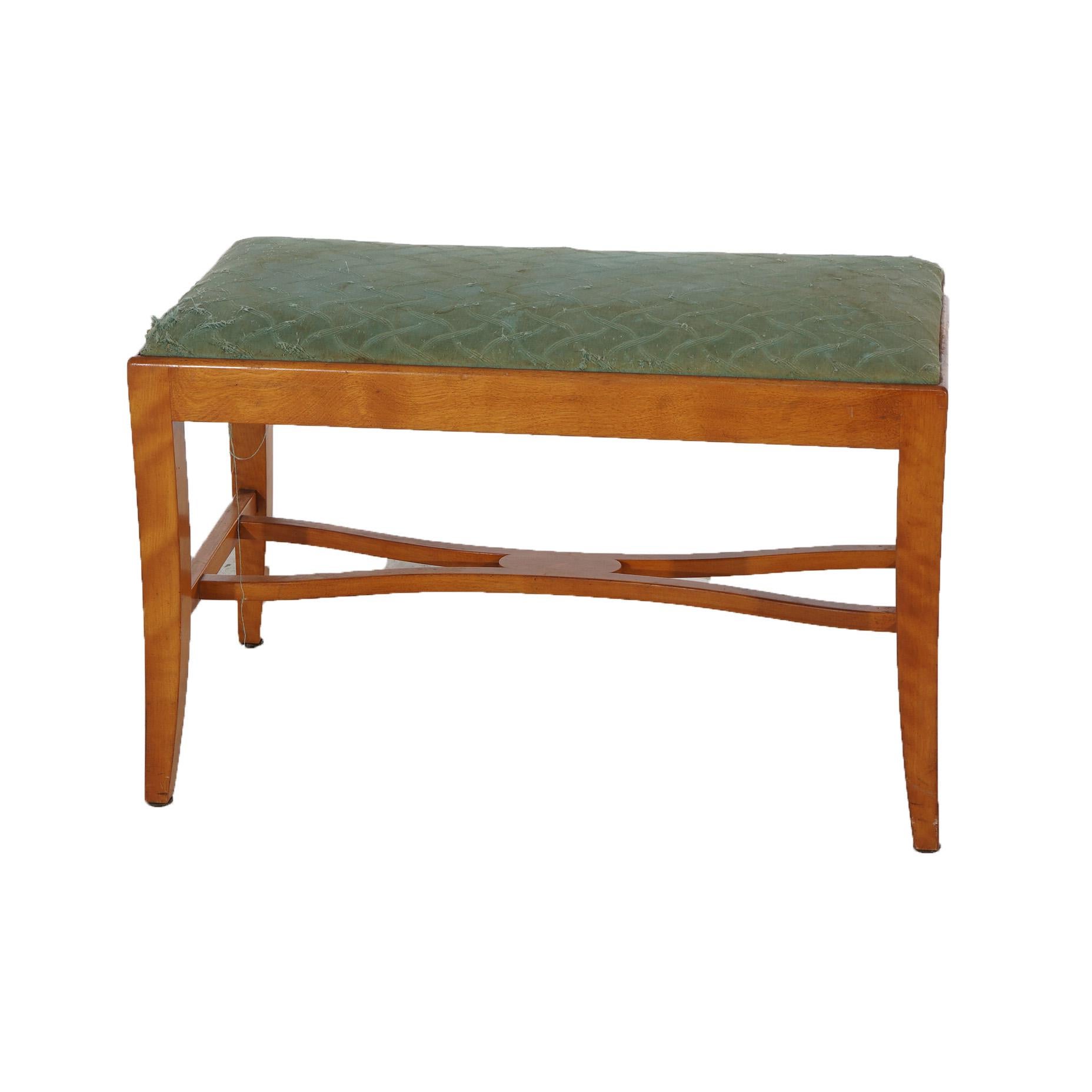 Comodino d'epoca in legno satinato intagliato a cascata con maniglie in bachelite c1940 in vendita 12