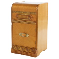Vintage Waterfall Carved Satinwood  & Faux Paint Side Stand with Bakelite Handle