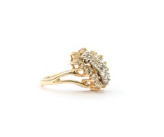 Vintage Waterfall Cluster Diamond Ring in 14K Yellow Gold