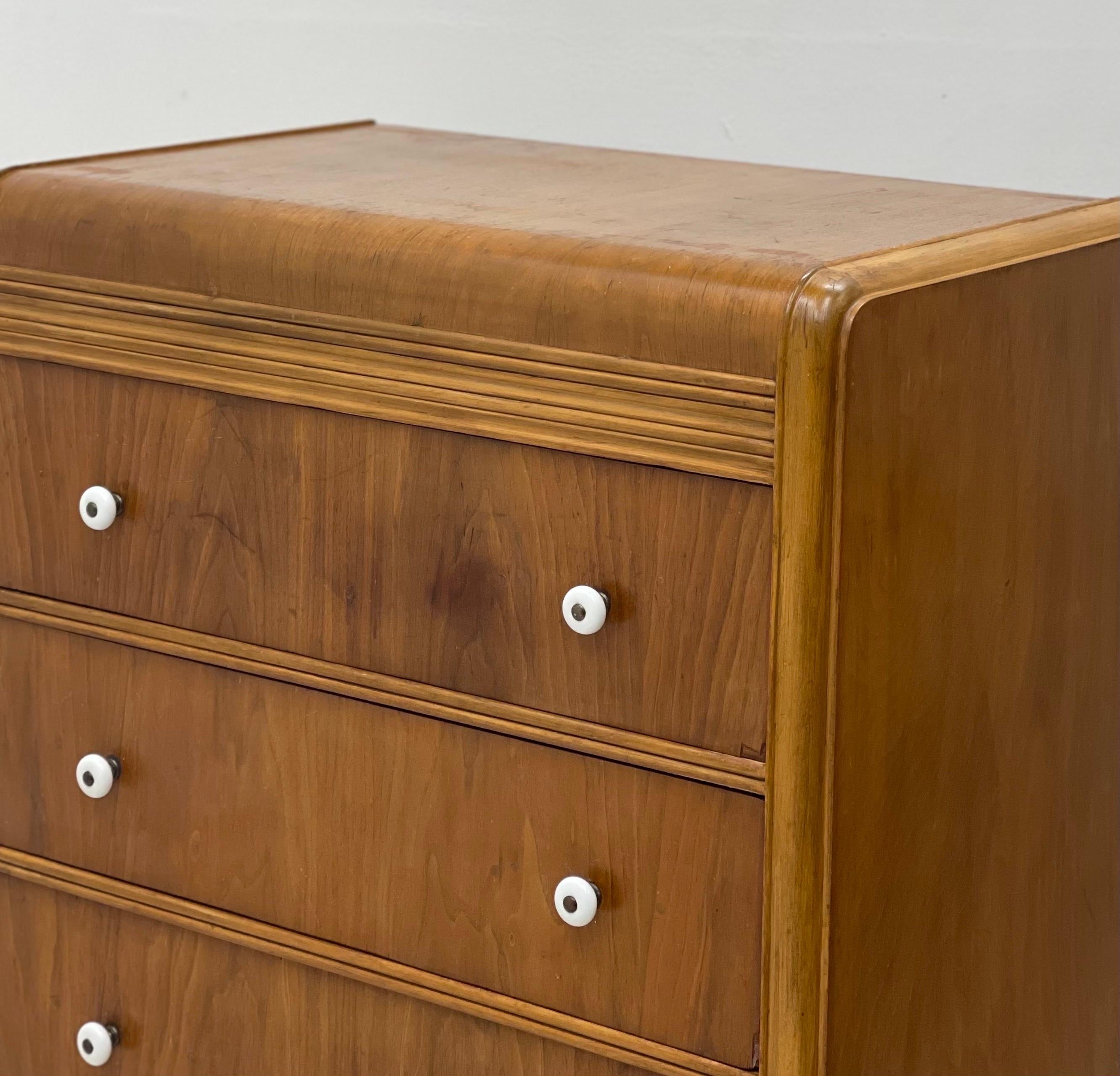 Vintage Waterfall Dresser Dovetail Drawers Cabinet Storage.  In Good Condition In Seattle, WA