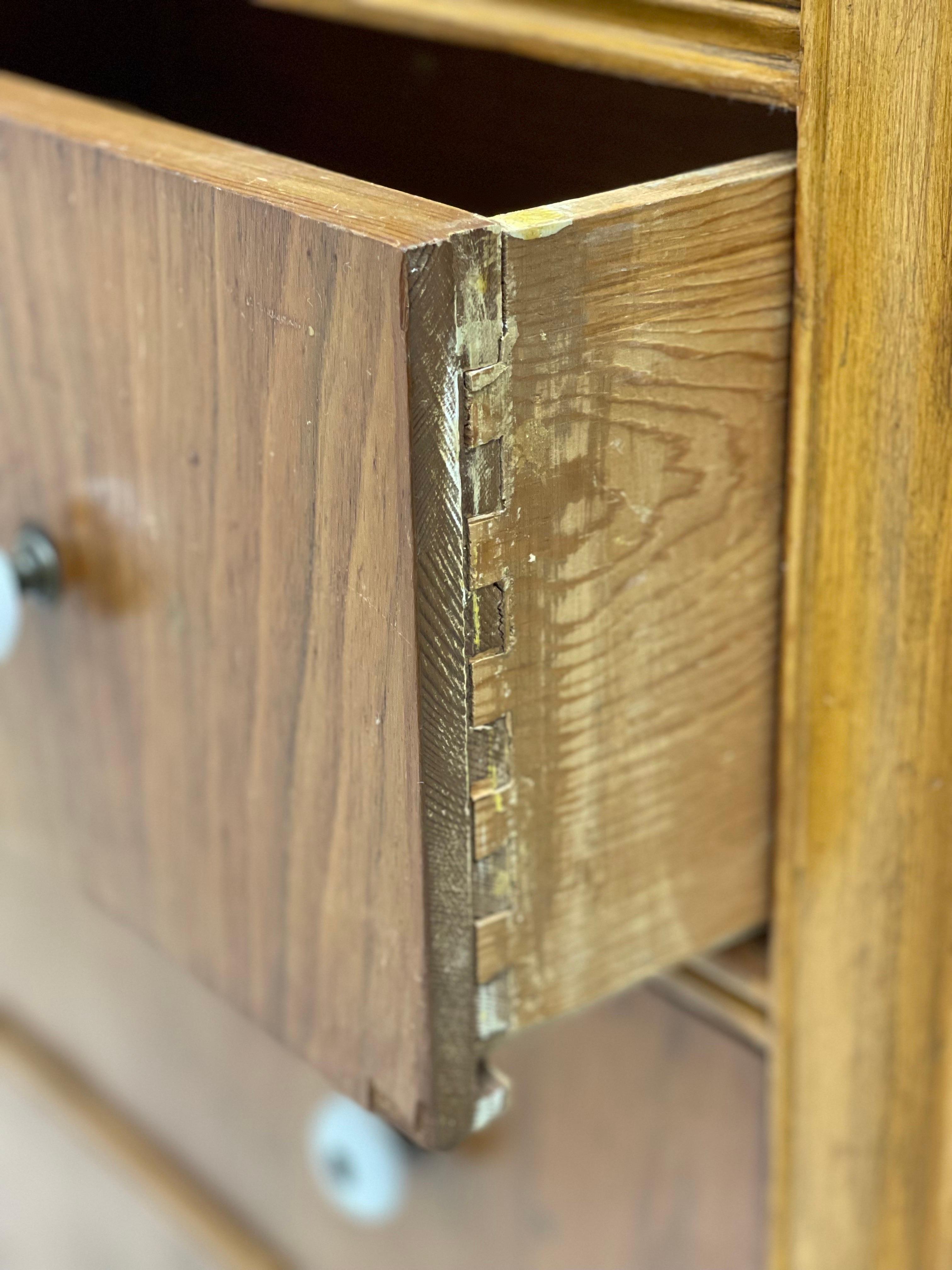 Vintage Waterfall Dresser Dovetail Drawers Cabinet Storage.  1