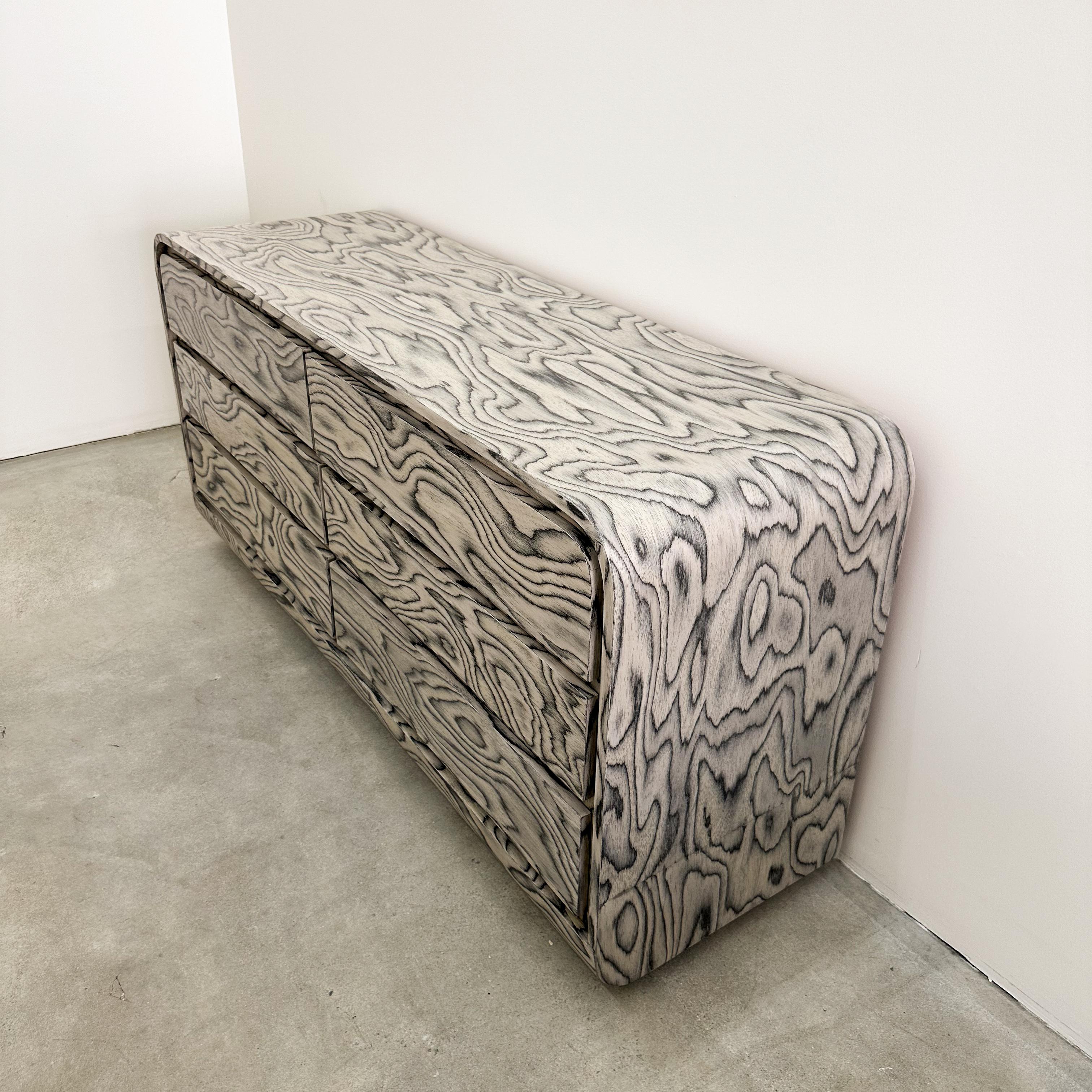 Vintage Waterfall Dresser With Ettore Sottsass Veneer Postmodern 1980s 3