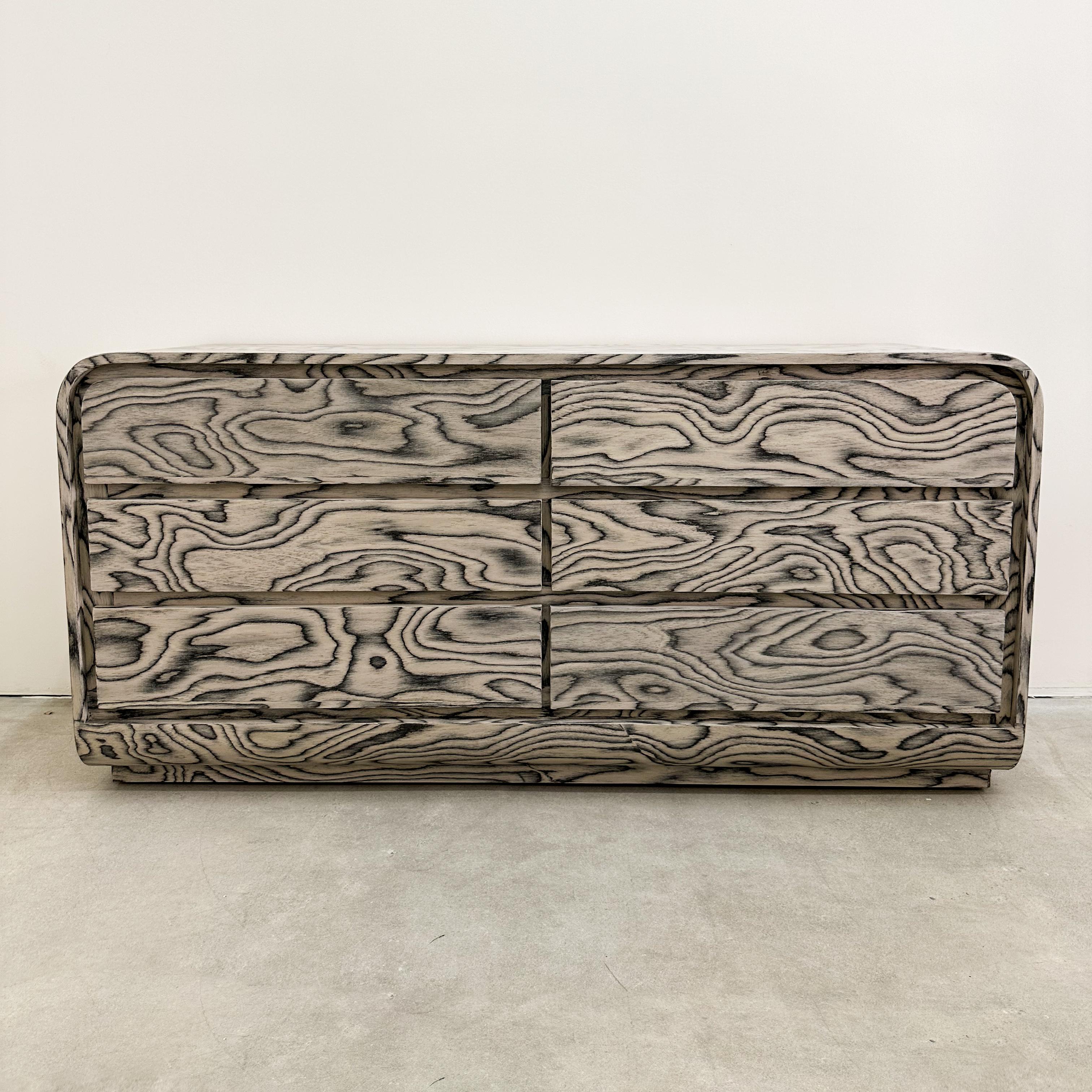 Post-Modern Vintage Waterfall Dresser With Ettore Sottsass Veneer Postmodern 1980s