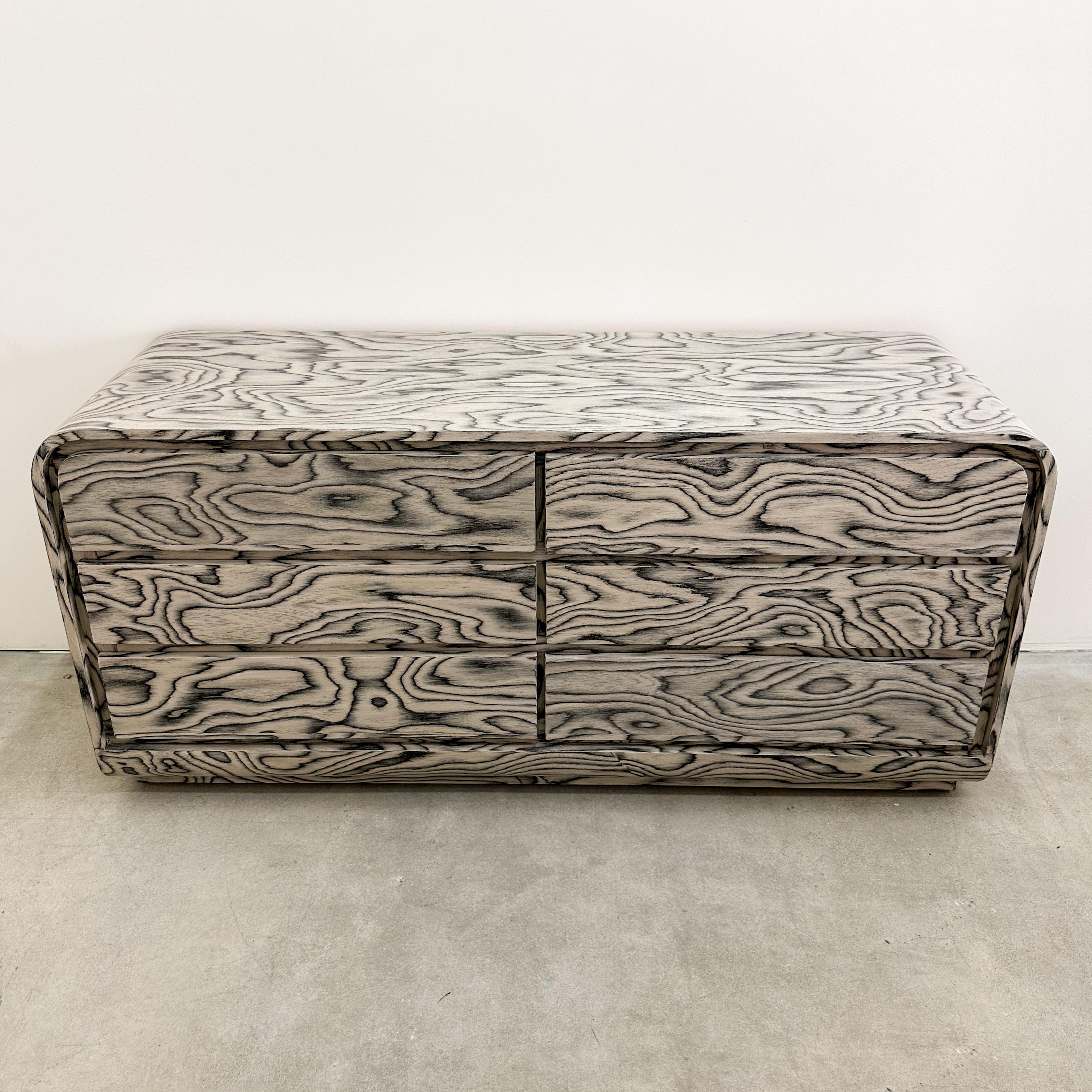 Late 20th Century Vintage Waterfall Dresser With Ettore Sottsass Veneer Postmodern 1980s