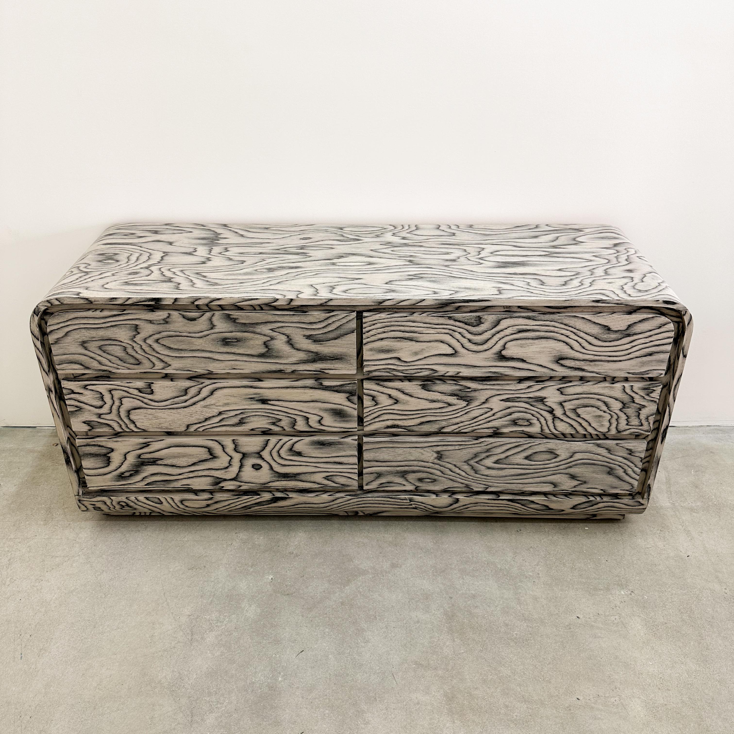 Wood Vintage Waterfall Dresser With Ettore Sottsass Veneer Postmodern 1980s