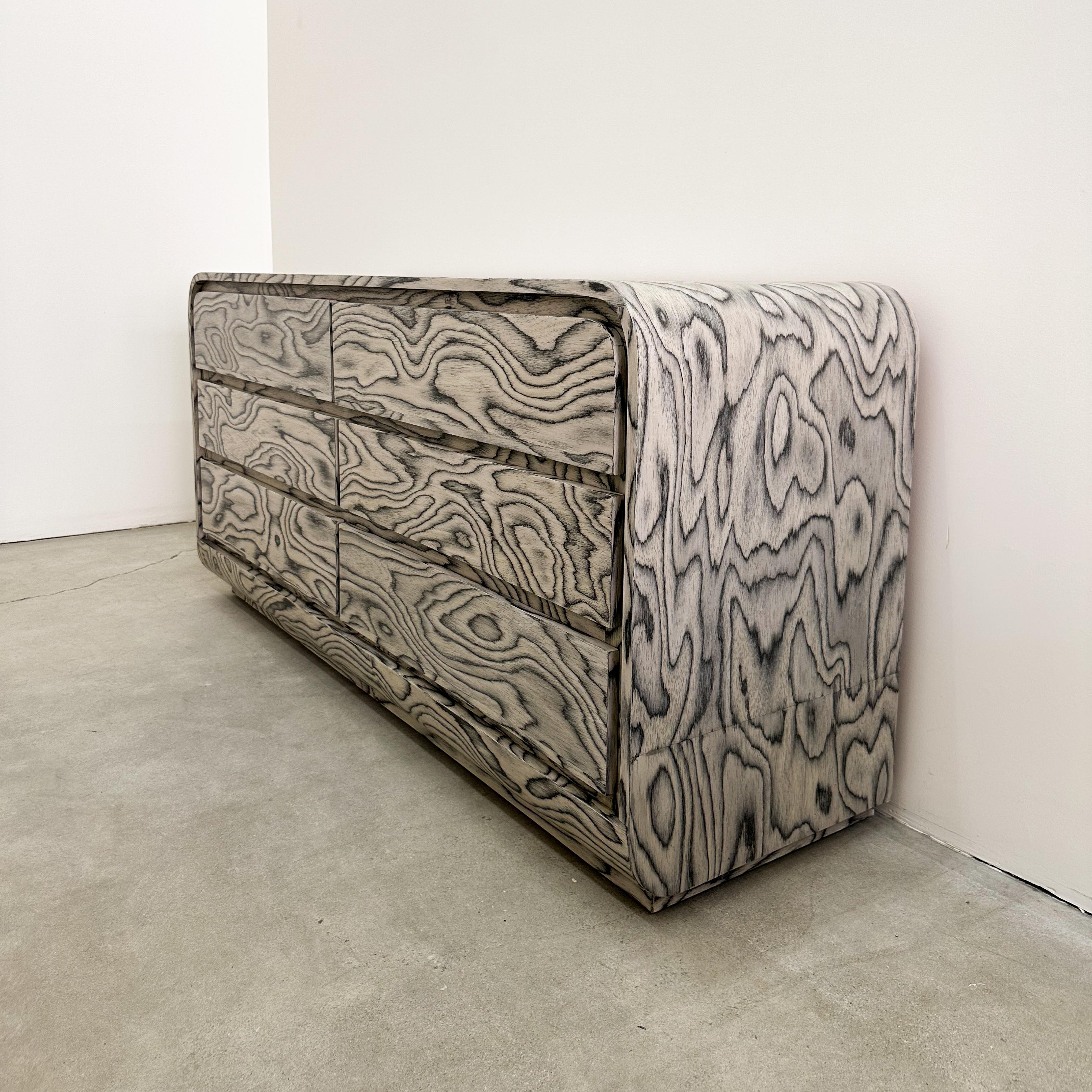 Vintage Waterfall Dresser With Ettore Sottsass Veneer Postmodern 1980s 1