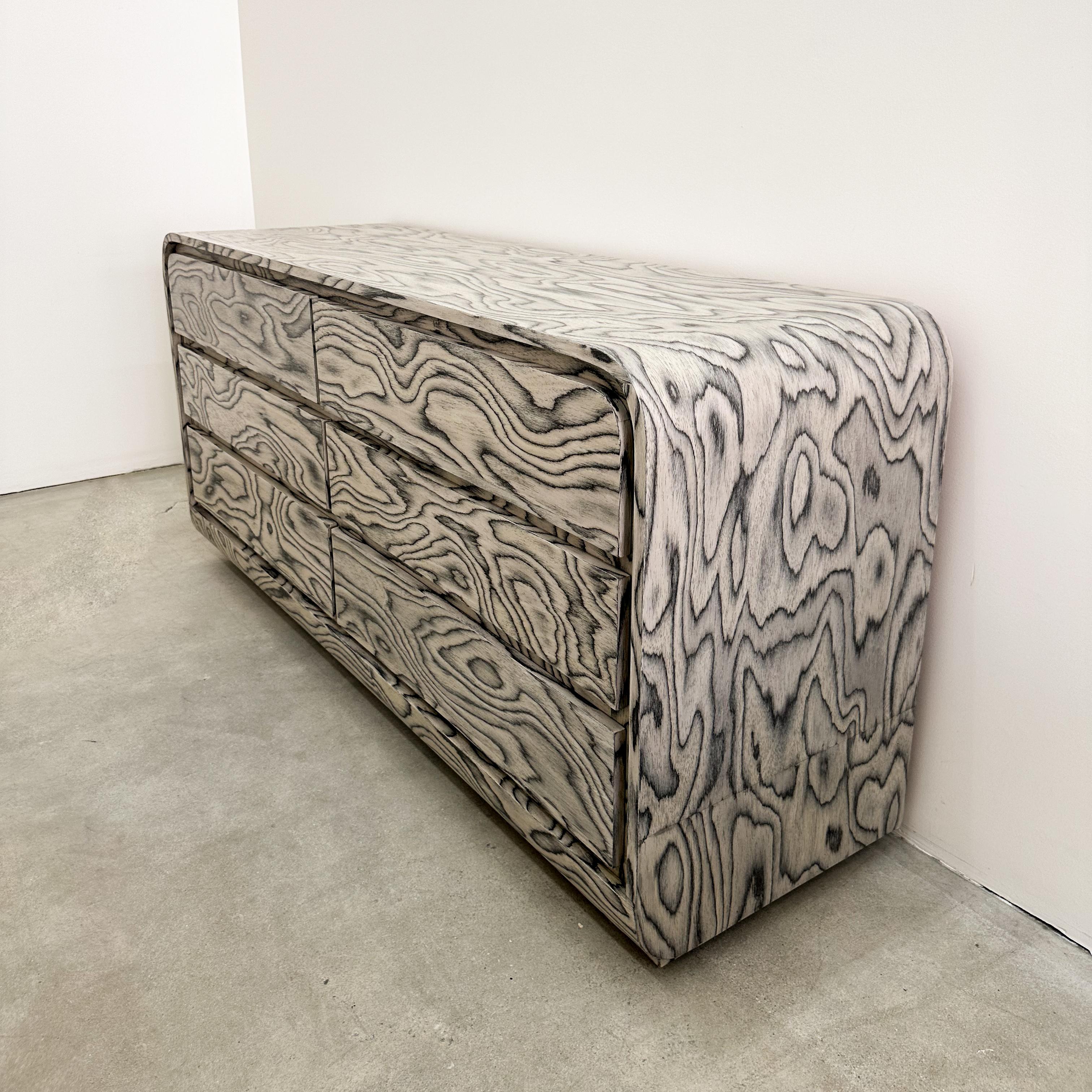 Vintage Waterfall Dresser With Ettore Sottsass Veneer Postmodern 1980s 2