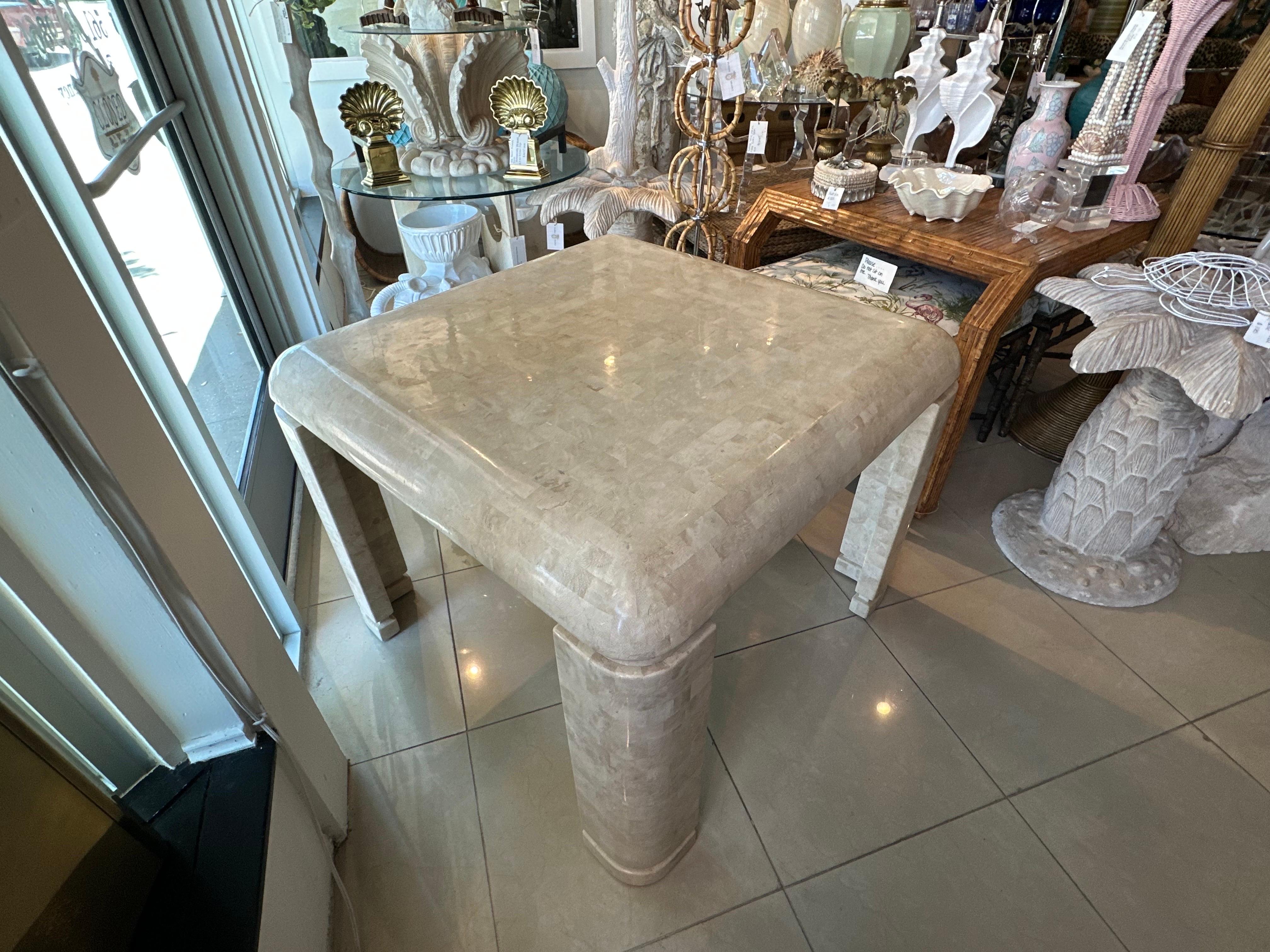 Vintage Waterfall Maitland Smith Tessellated Stone Marble Game or Dining Table For Sale 5
