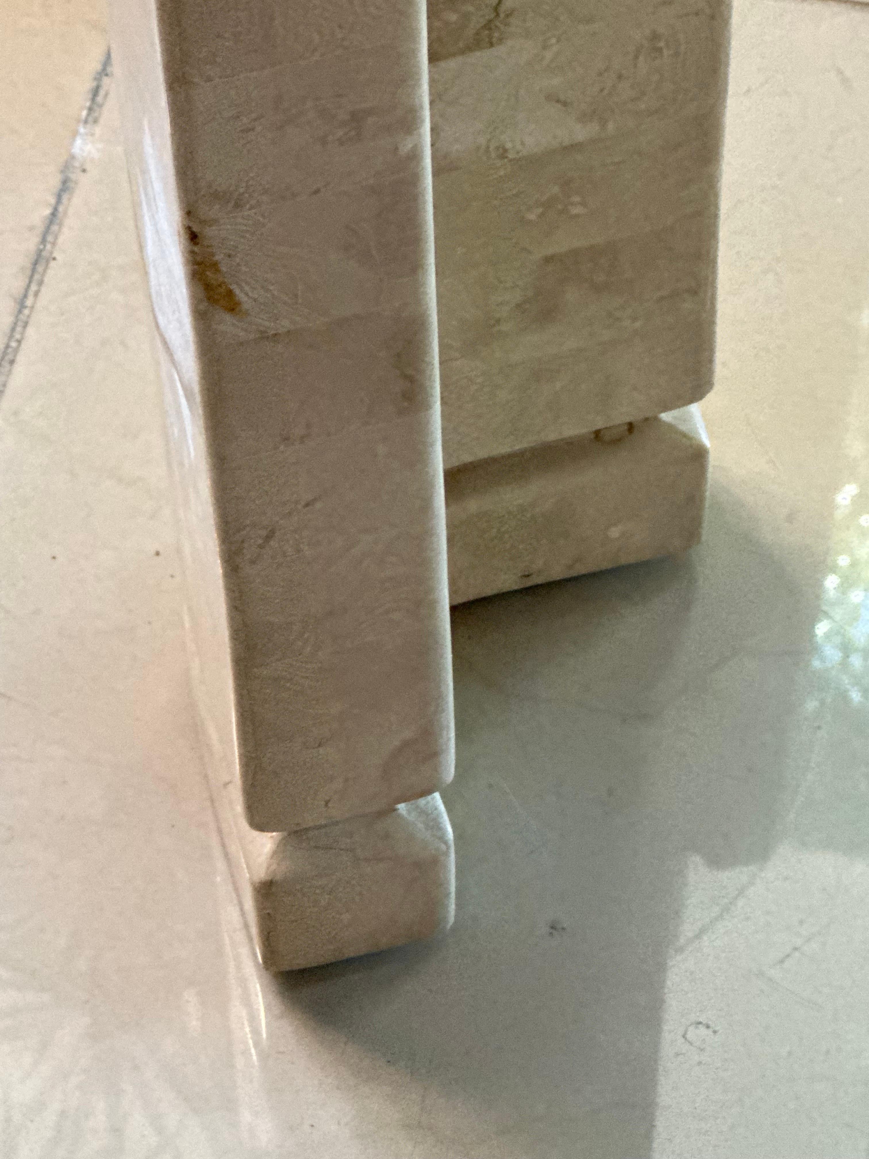 Vintage Waterfall Maitland Smith Tessellated Stone Marble Game or Dining Table For Sale 6