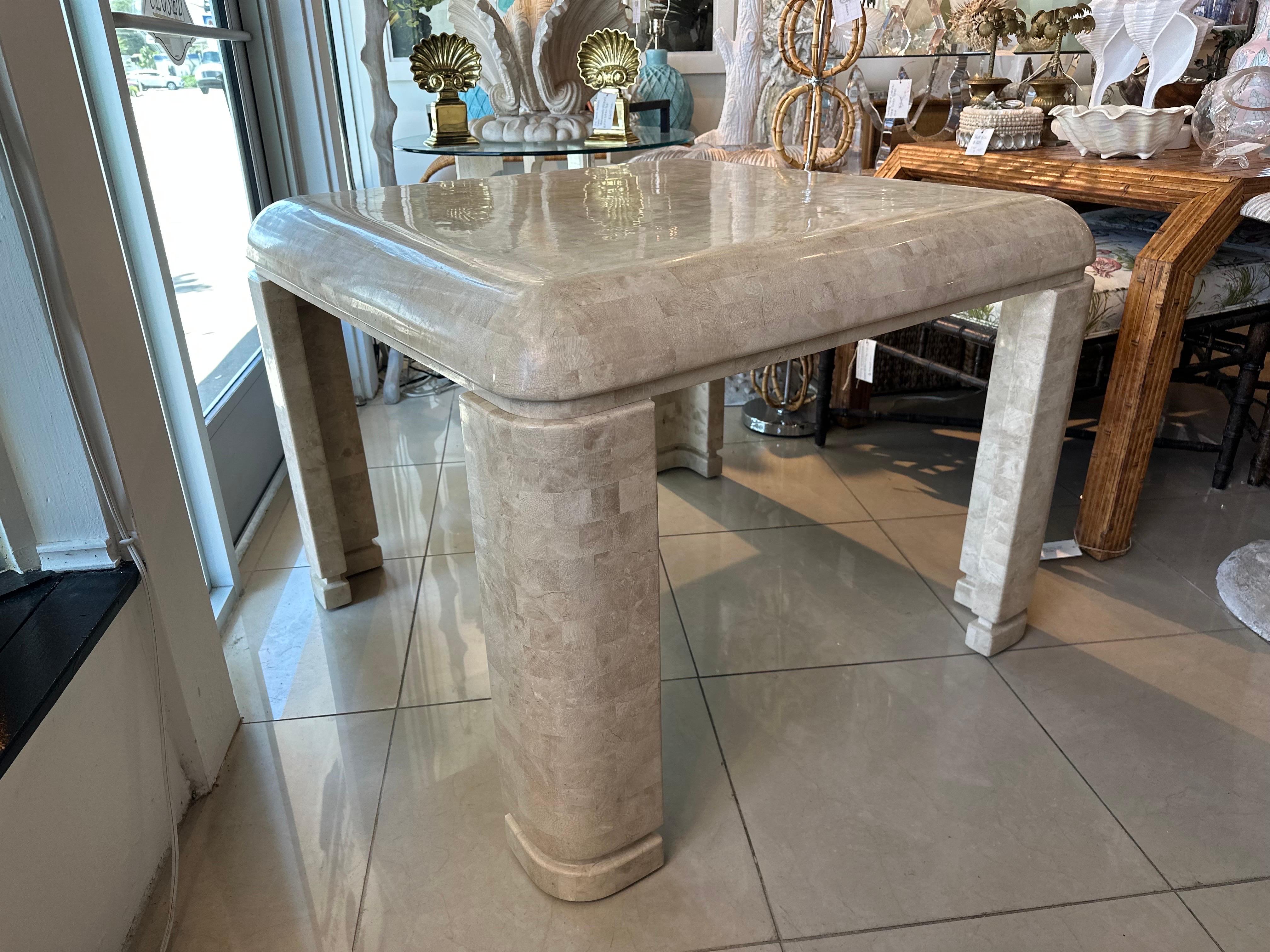 Vintage Waterfall Maitland Smith Tessellated Stone Marble Game or Dining Table For Sale 7