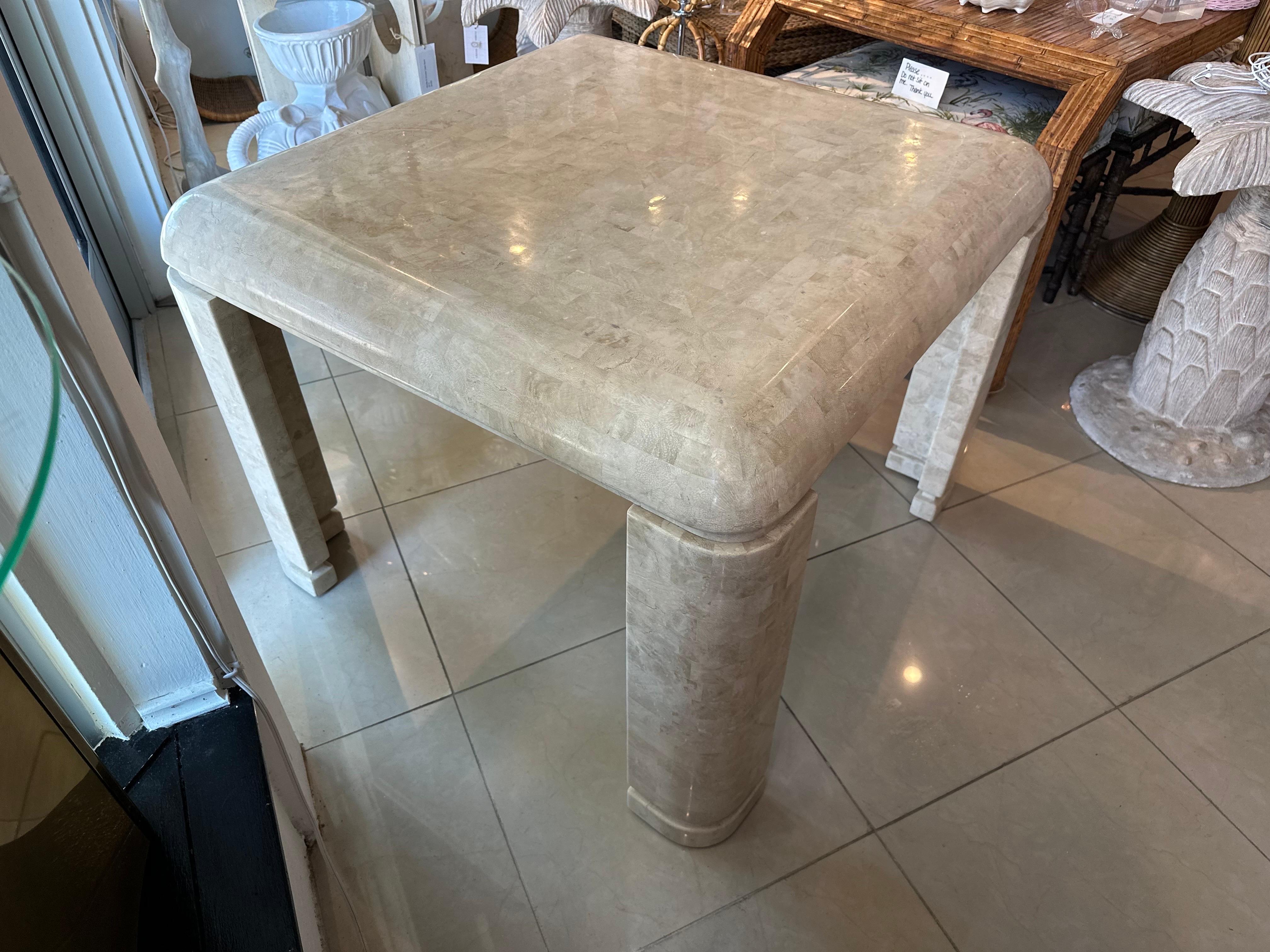 Vintage Waterfall Maitland Smith Tessellated Stone Marble Game or Dining Table For Sale 8