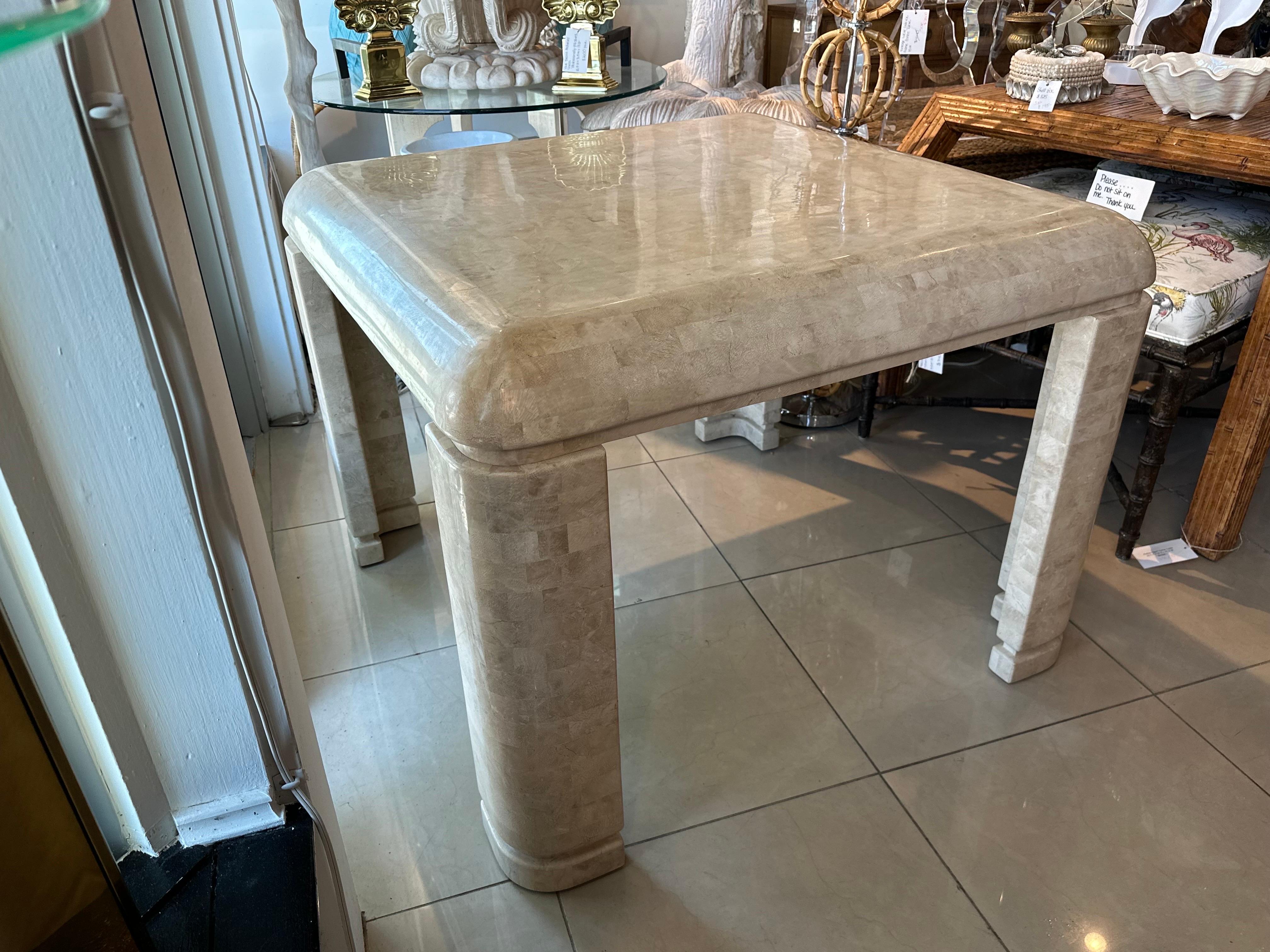 American Vintage Waterfall Maitland Smith Tessellated Stone Marble Game or Dining Table For Sale