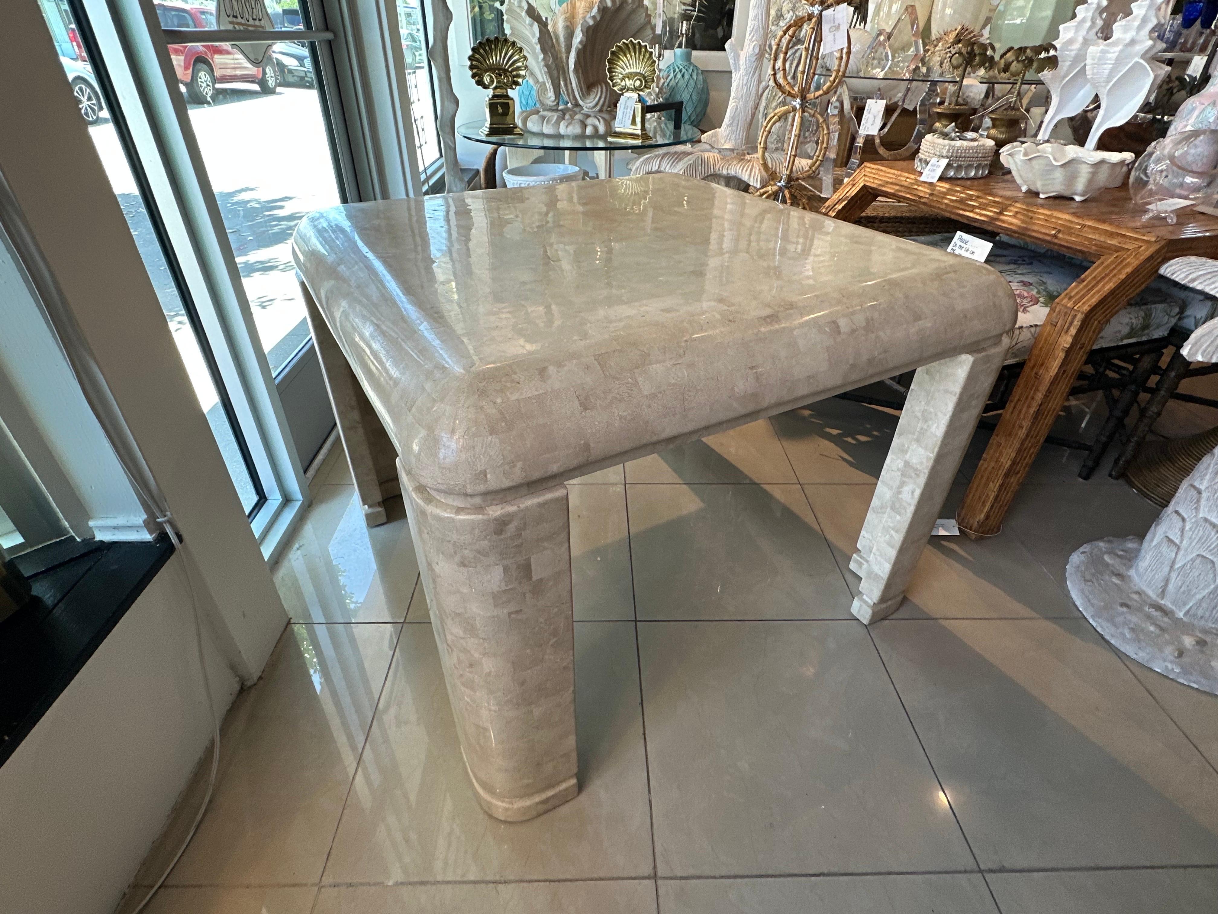 Vintage Waterfall Maitland Smith Tessellated Stone Marble Game or Dining Table For Sale 2