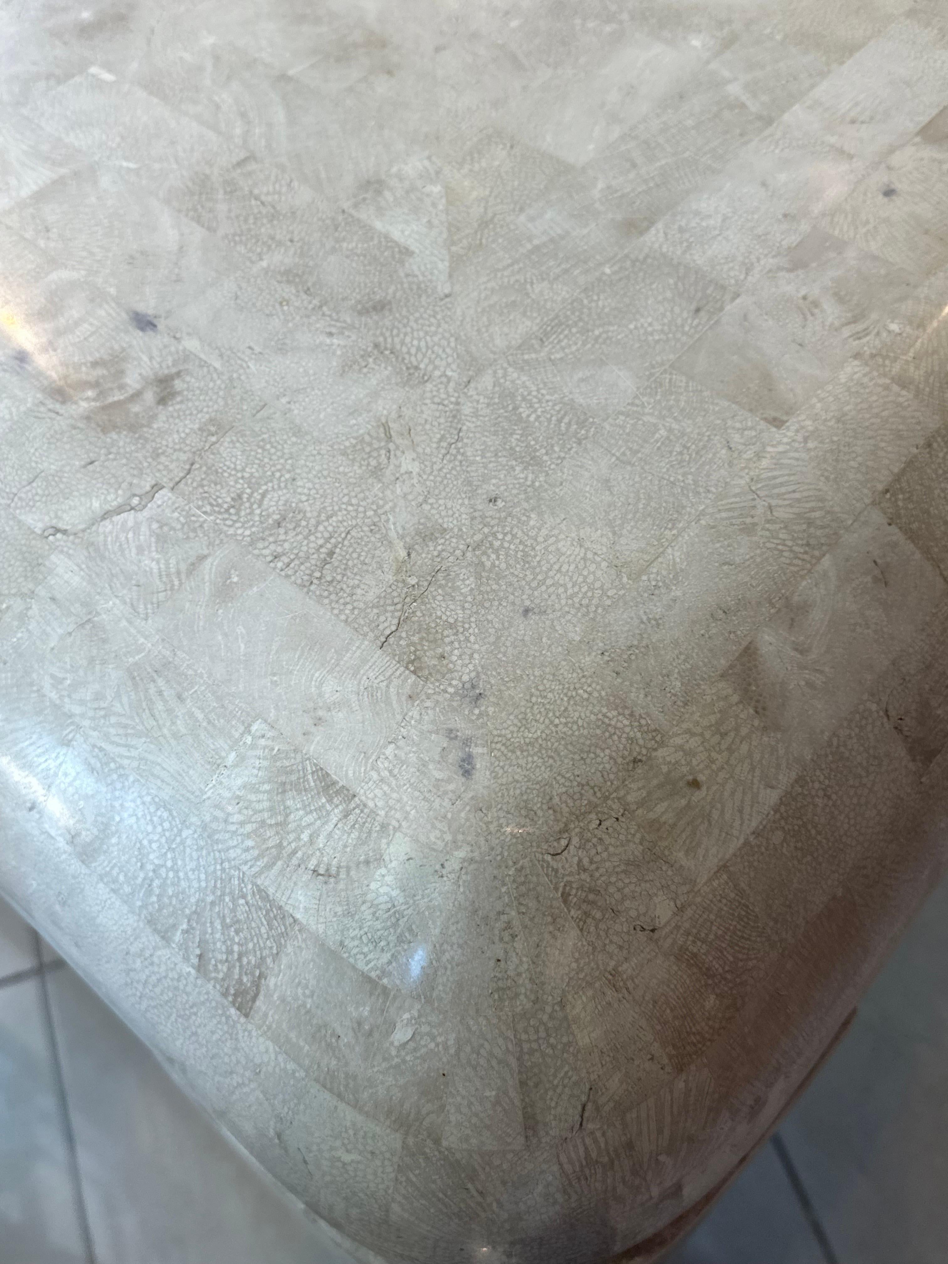 Vintage Waterfall Maitland Smith Tessellated Stone Marble Game or Dining Table For Sale 3