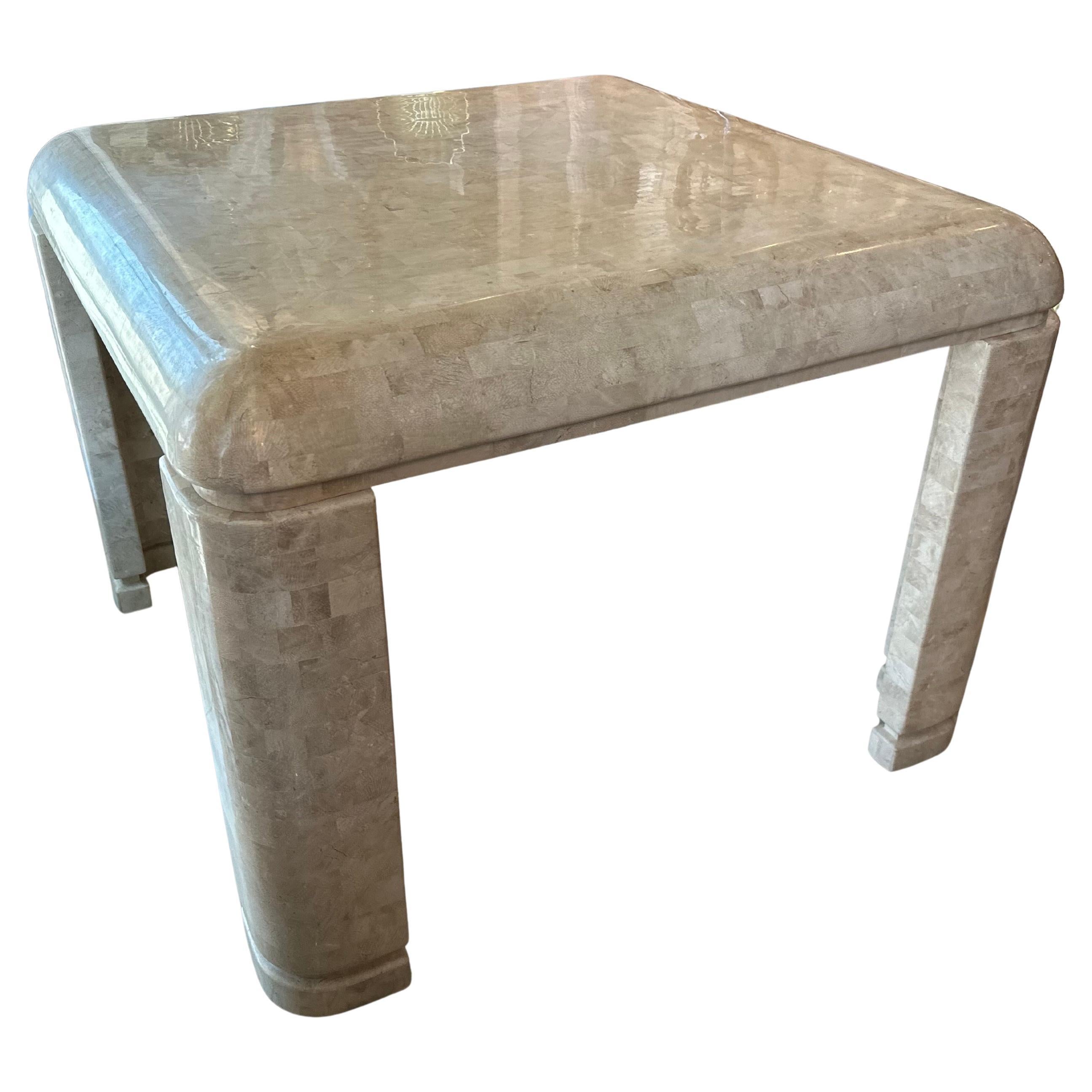 Vintage Waterfall Maitland Smith Tessellated Stone Marble Game or Dining Table