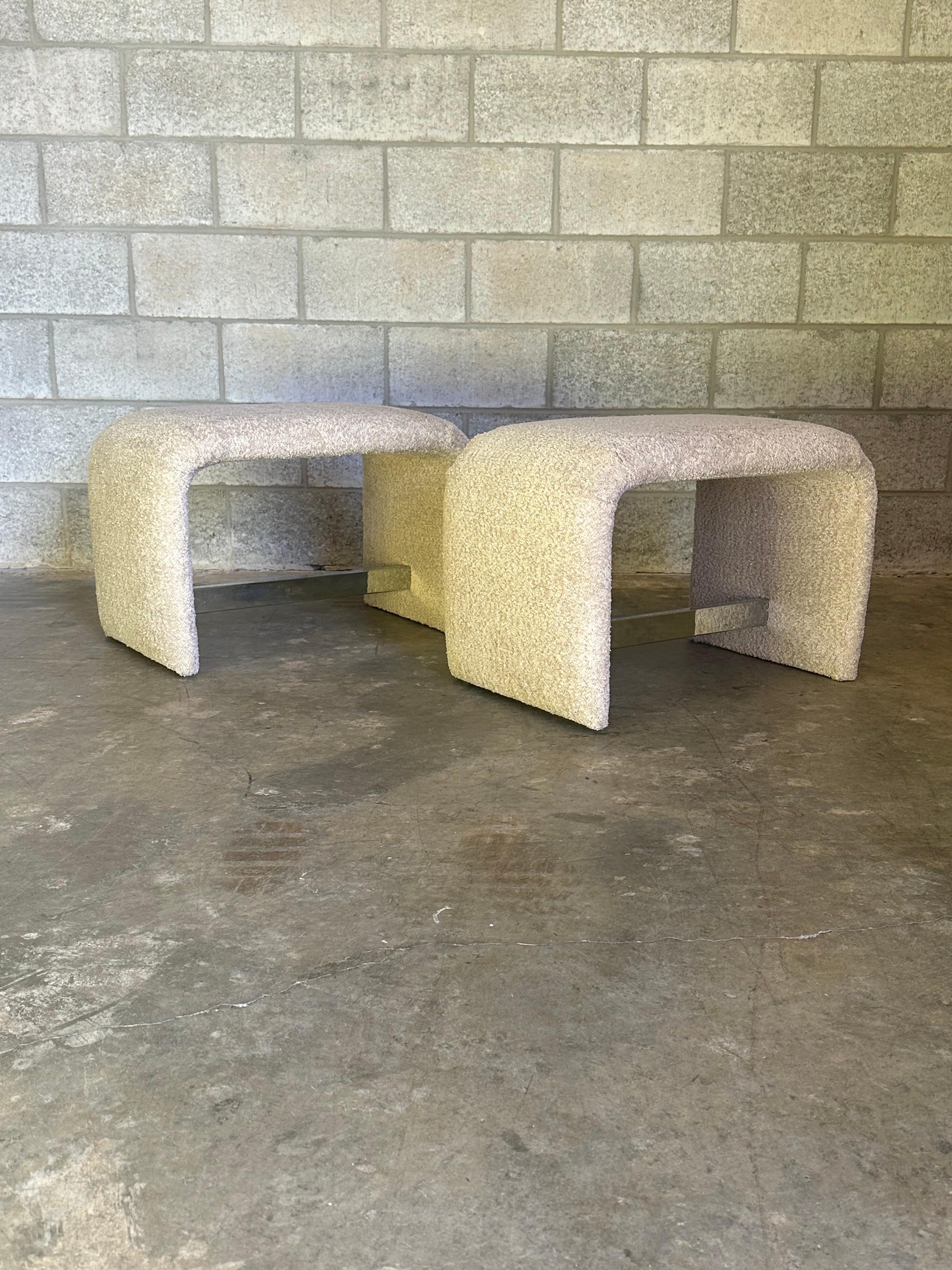 Post-Modern Vintage Waterfall Ottomans/ Stools by Thayer Coggin - A Pair For Sale