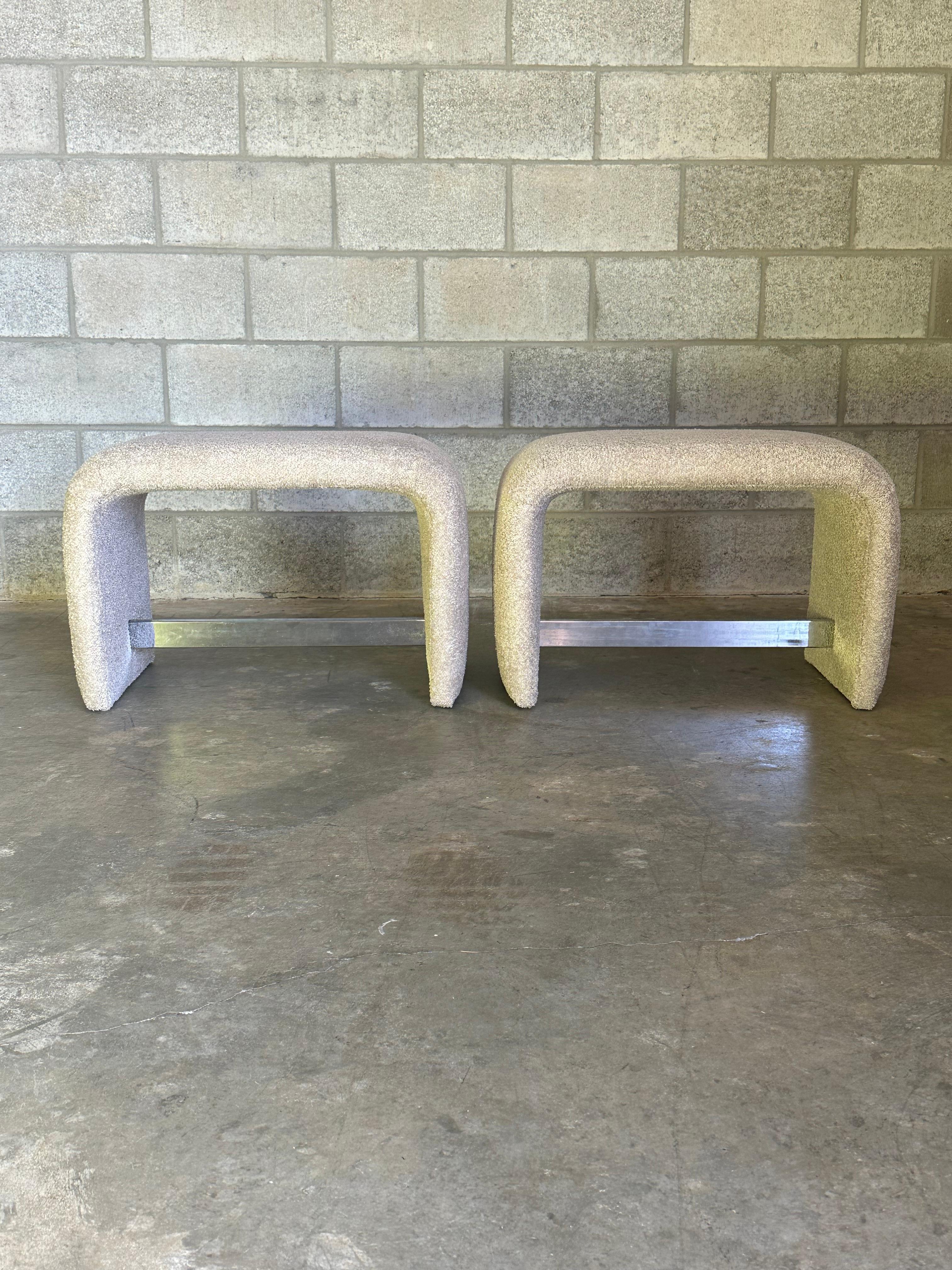Vintage Waterfall Ottomans/ Stools by Thayer Coggin - A Pair In Good Condition For Sale In St.Petersburg, FL